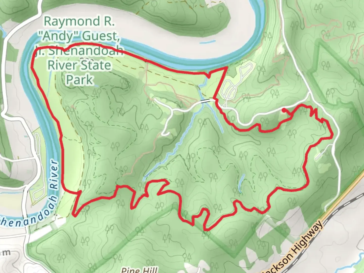 An image depicting the trail Culler's and Bear Bottom Loop Trail and its surrounding area.