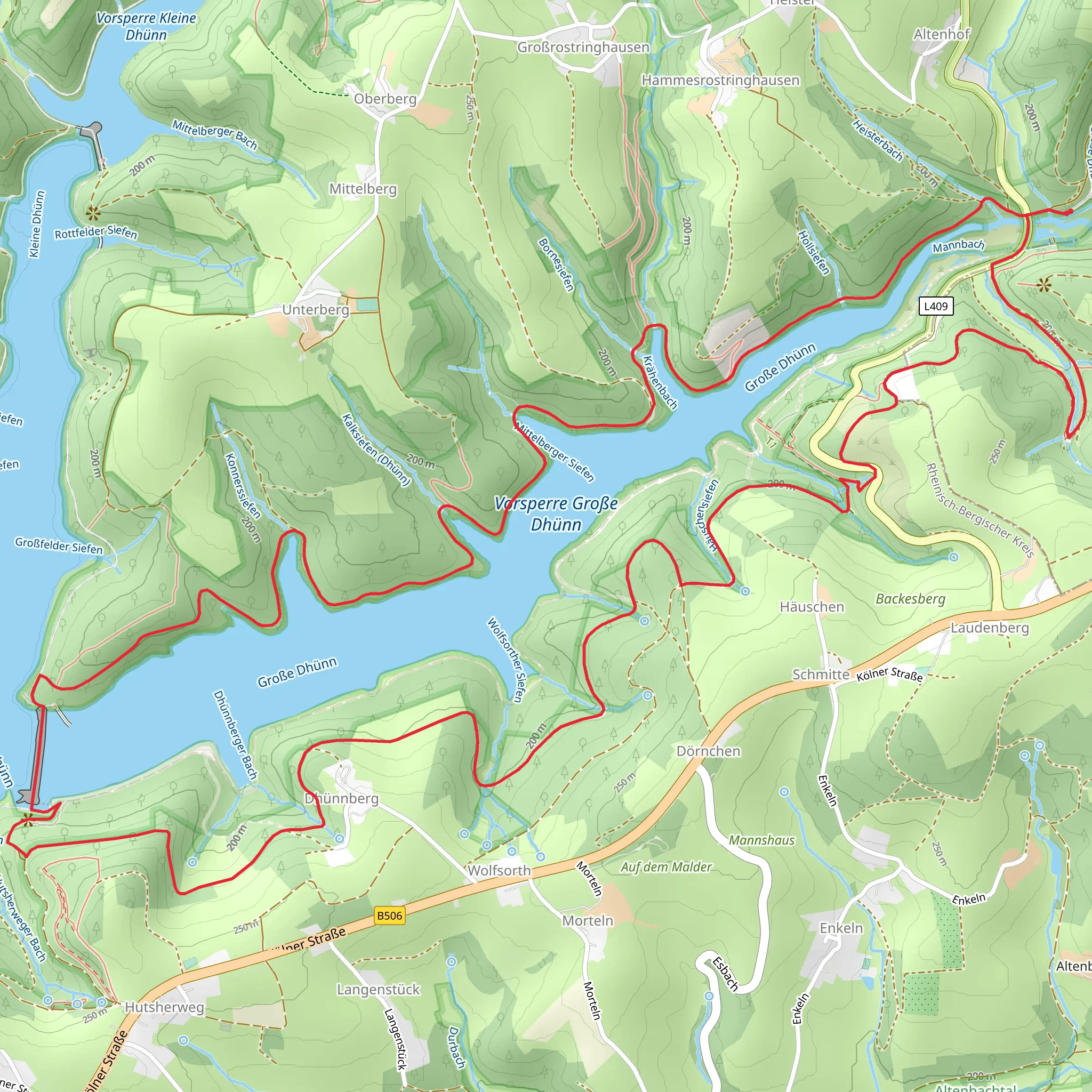 Vorsperre Grosse Dhuenn via Talsperrenweg mobile static map