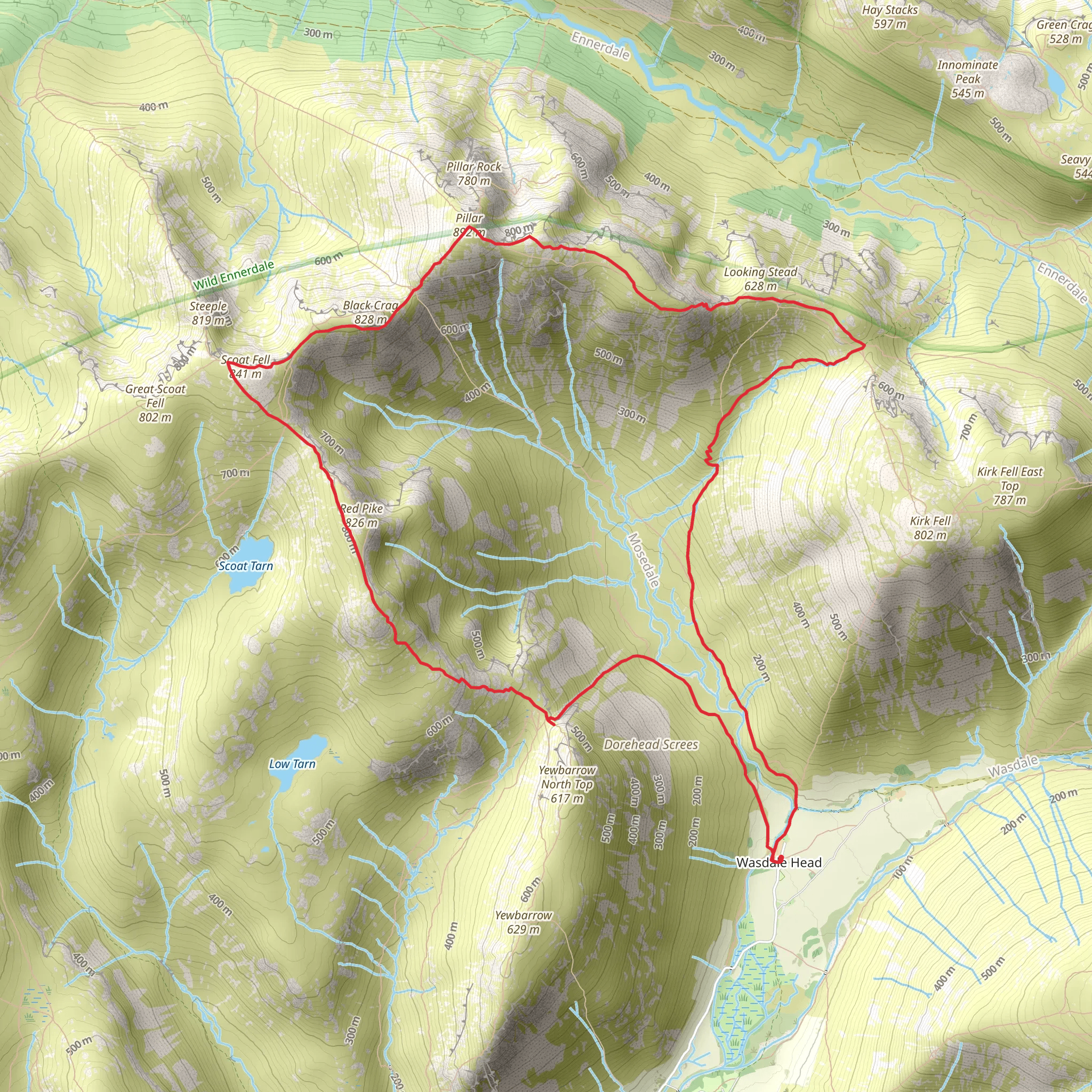 Scoat Fell, Wind Gap and Black Sail Pass Loop mobile static map