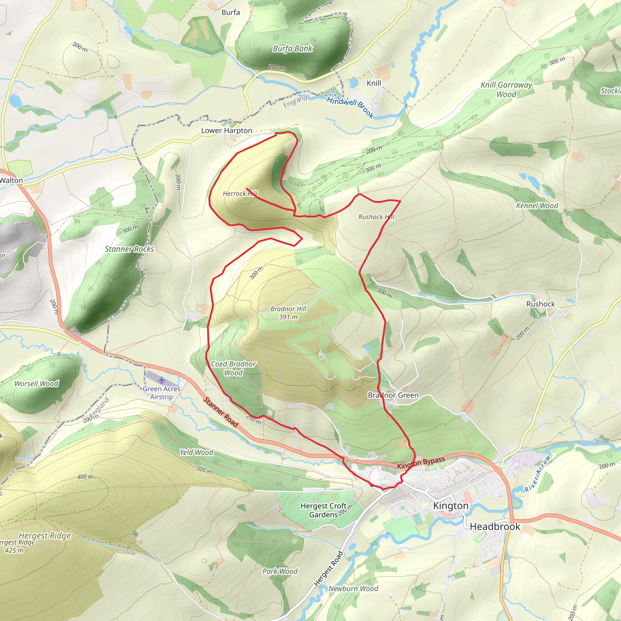 Herrock Hill from Kington mobile static map
