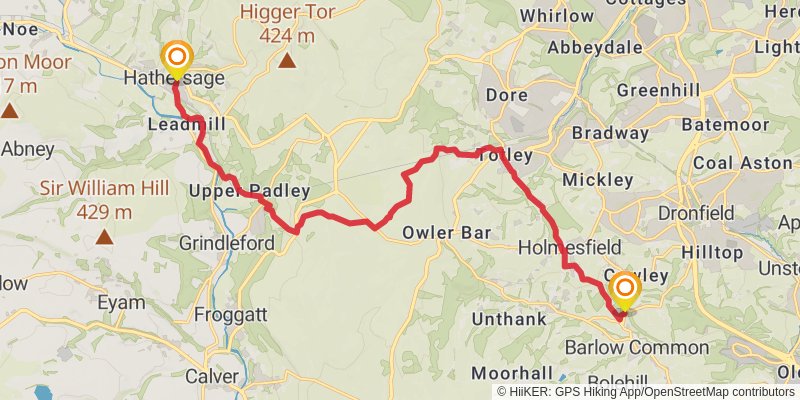 Bell Walk from Dronfield stage 3 Map