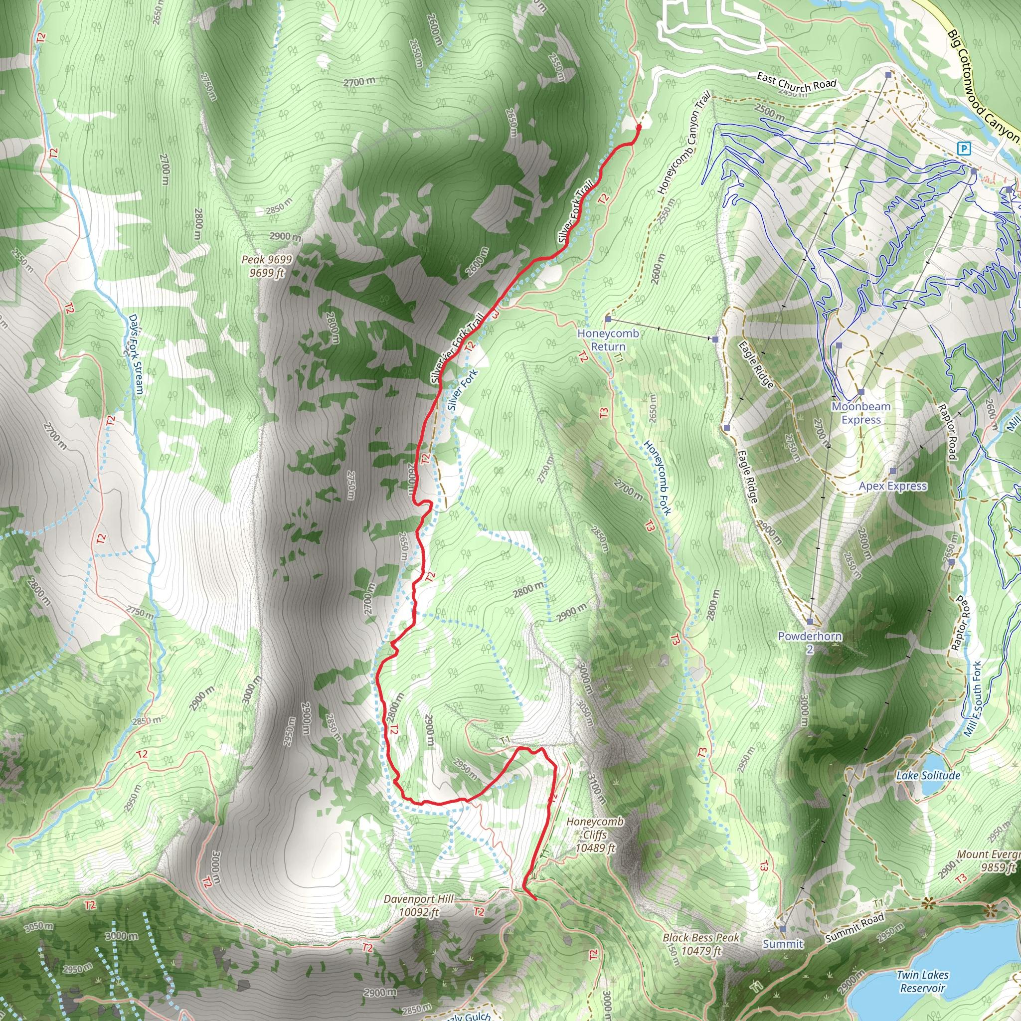 Silver Fork Trail Out and Back mobile static map