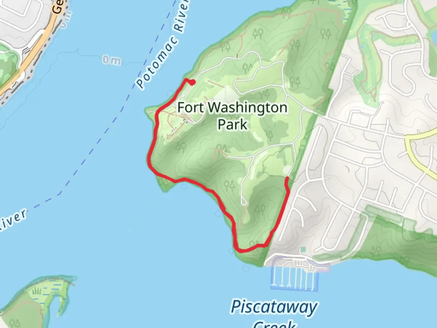 An image depicting the trail Ft Washington River Trail and its surrounding area.