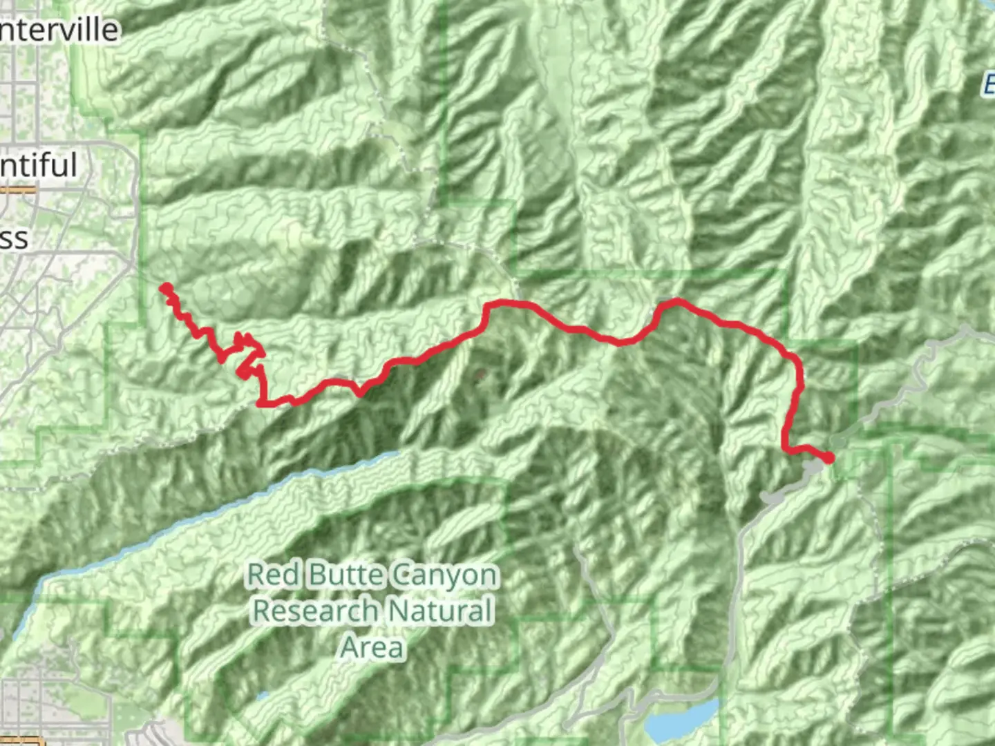 An image depicting the trail Grandview Route and its surrounding area.