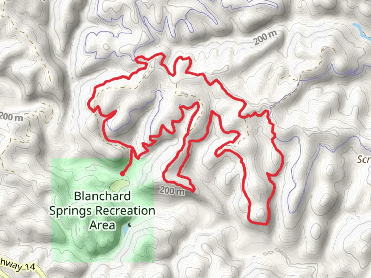 An image depicting the trail Jack's Branch Big Loop - Yellow and its surrounding area.