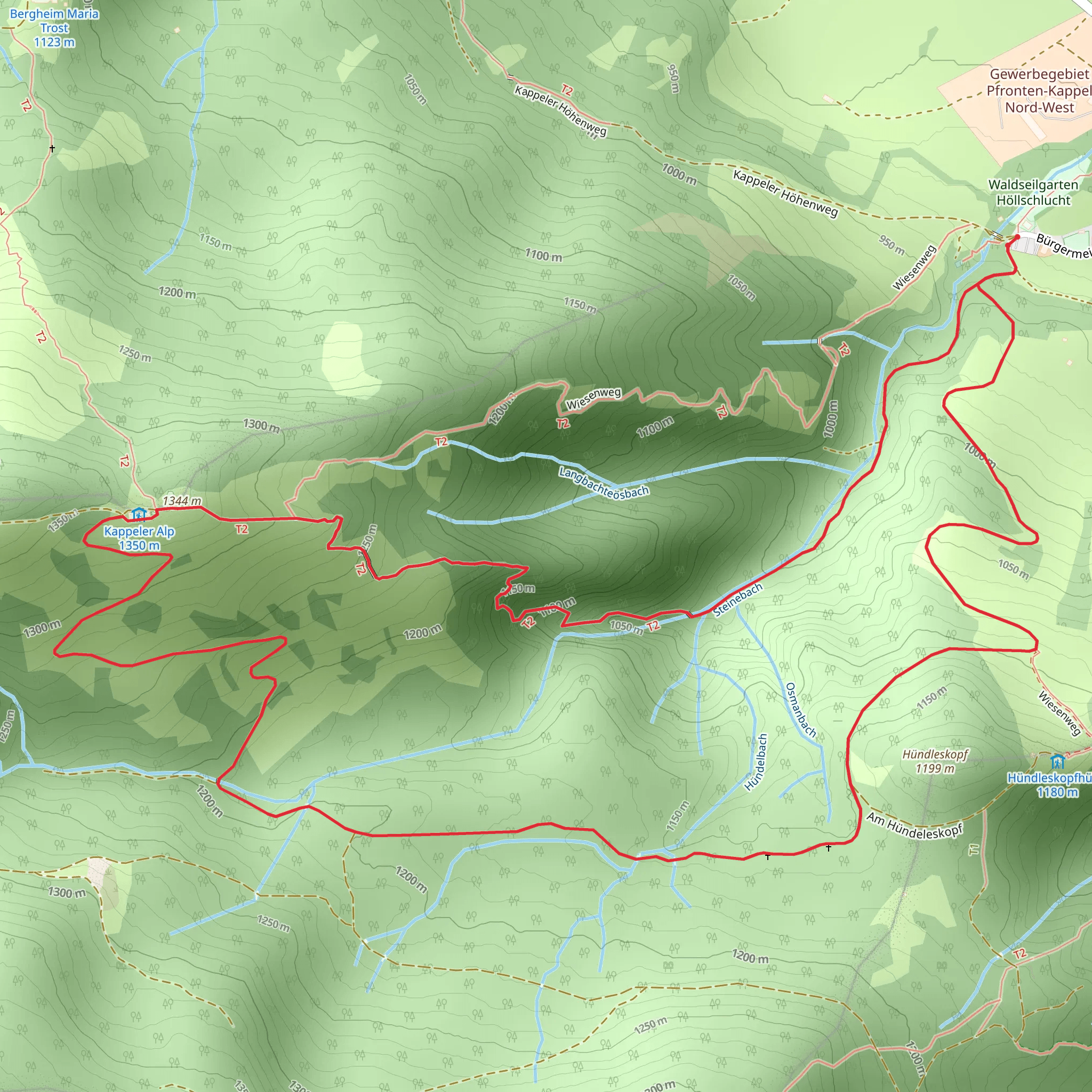 Hollschlucht, Kappeler Alpe and Hunndeleskopf Loop mobile static map