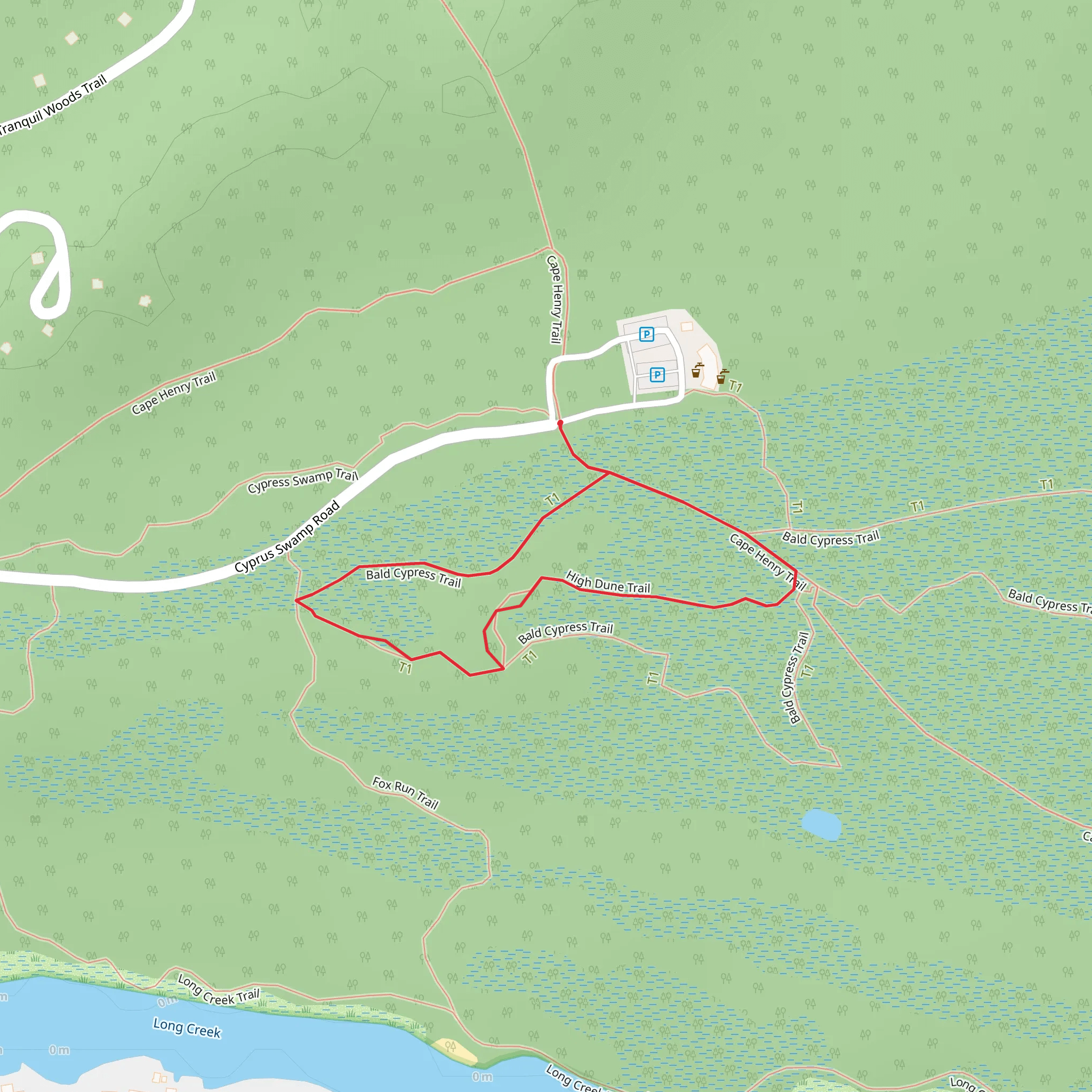 Bald Cypress, High Dune and Cape Henry Loop mobile static map