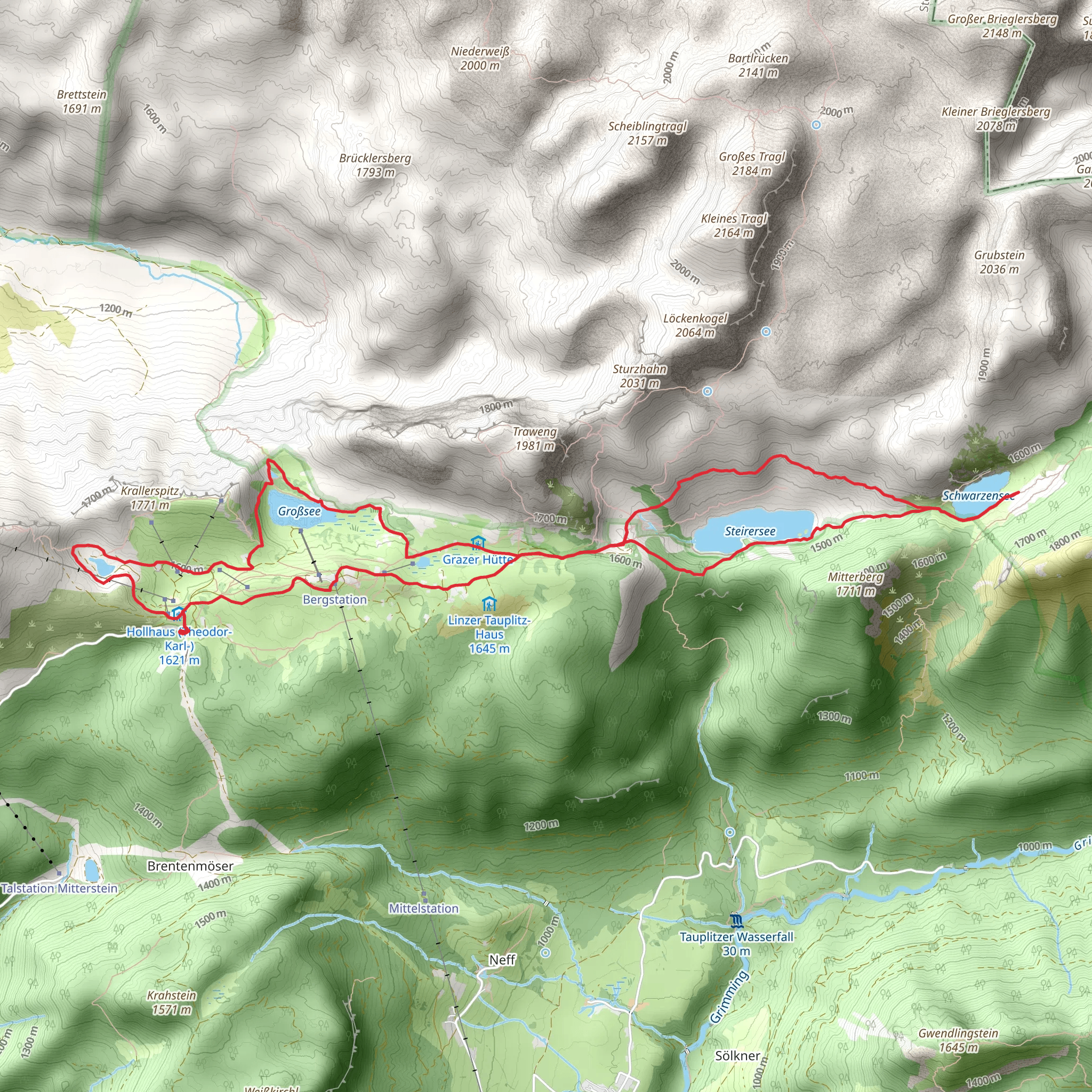 Großsee and Steirersee Lakes Loop mobile static map