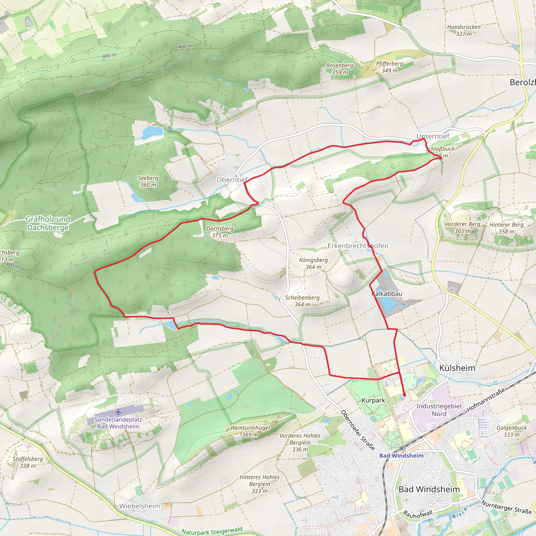 Graefweiher via Rundwanderweg Bad Windsheim mobile static map