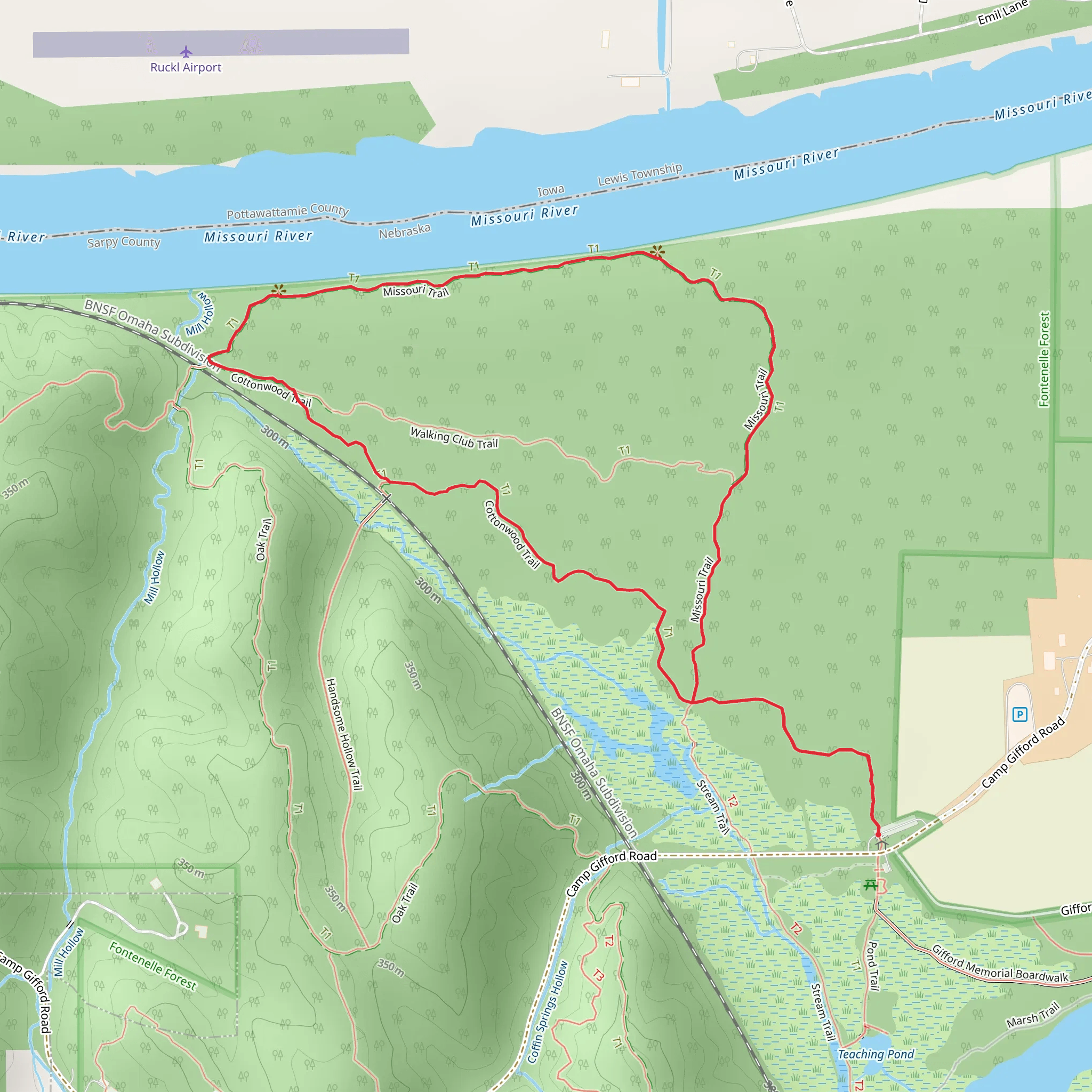 Cottonwood and Missouri Loop Trail mobile static map