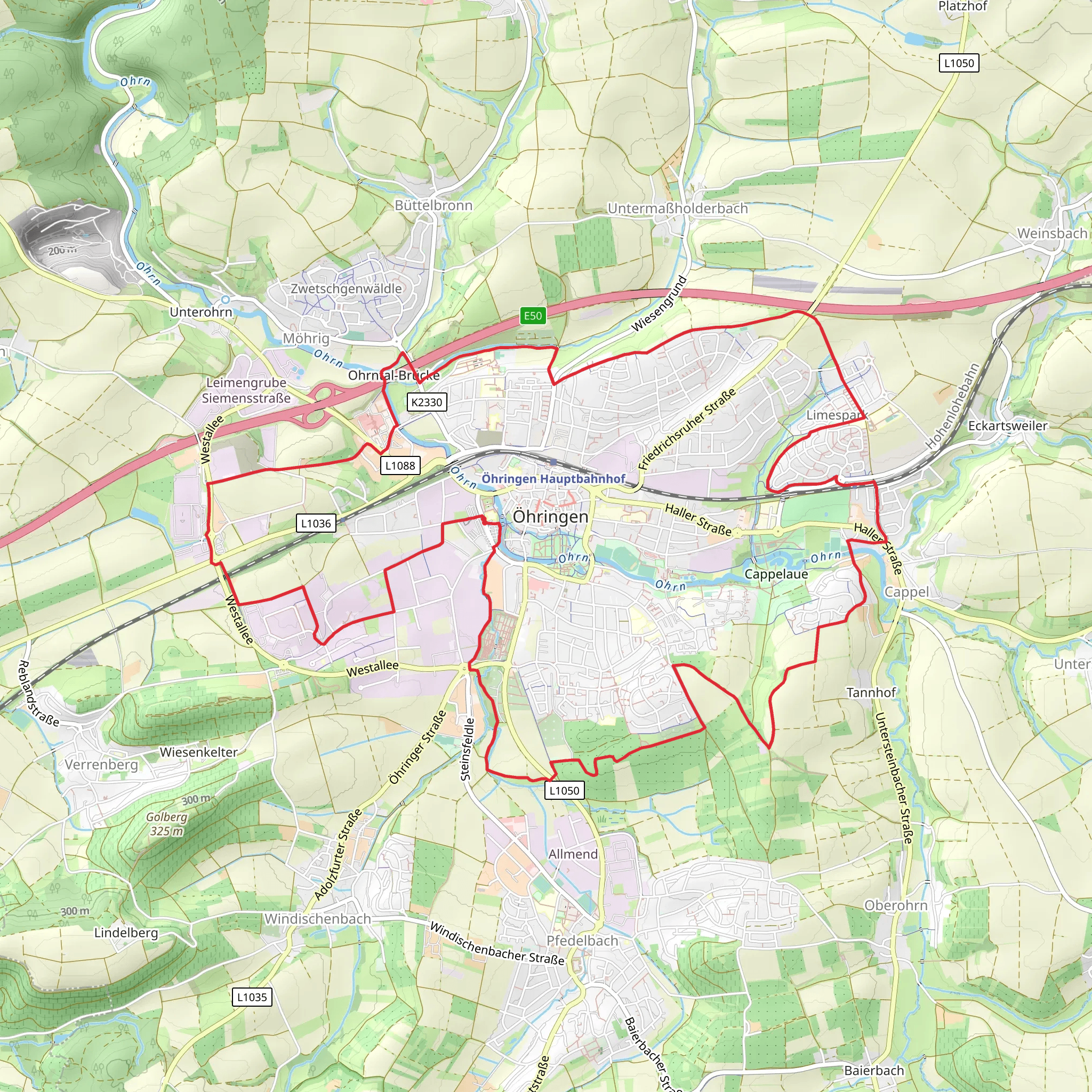 Ohringen Circular Walk mobile static map