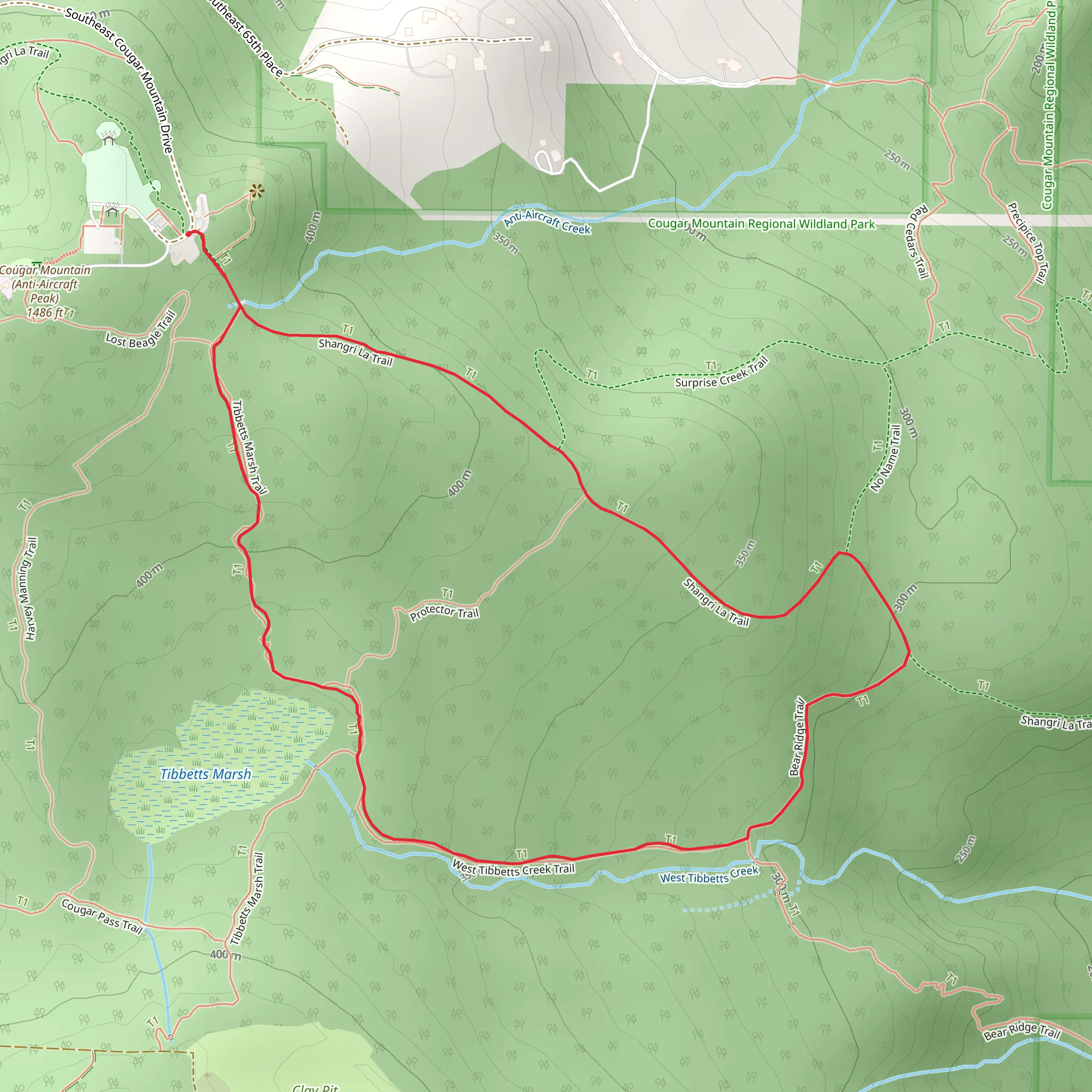 Shangri La and Tibbetts Marsh Loop Trail mobile static map