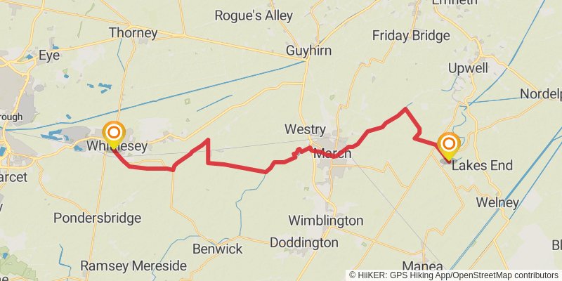 Middleton in Teesdale to Harwich Walk stage 33 Map