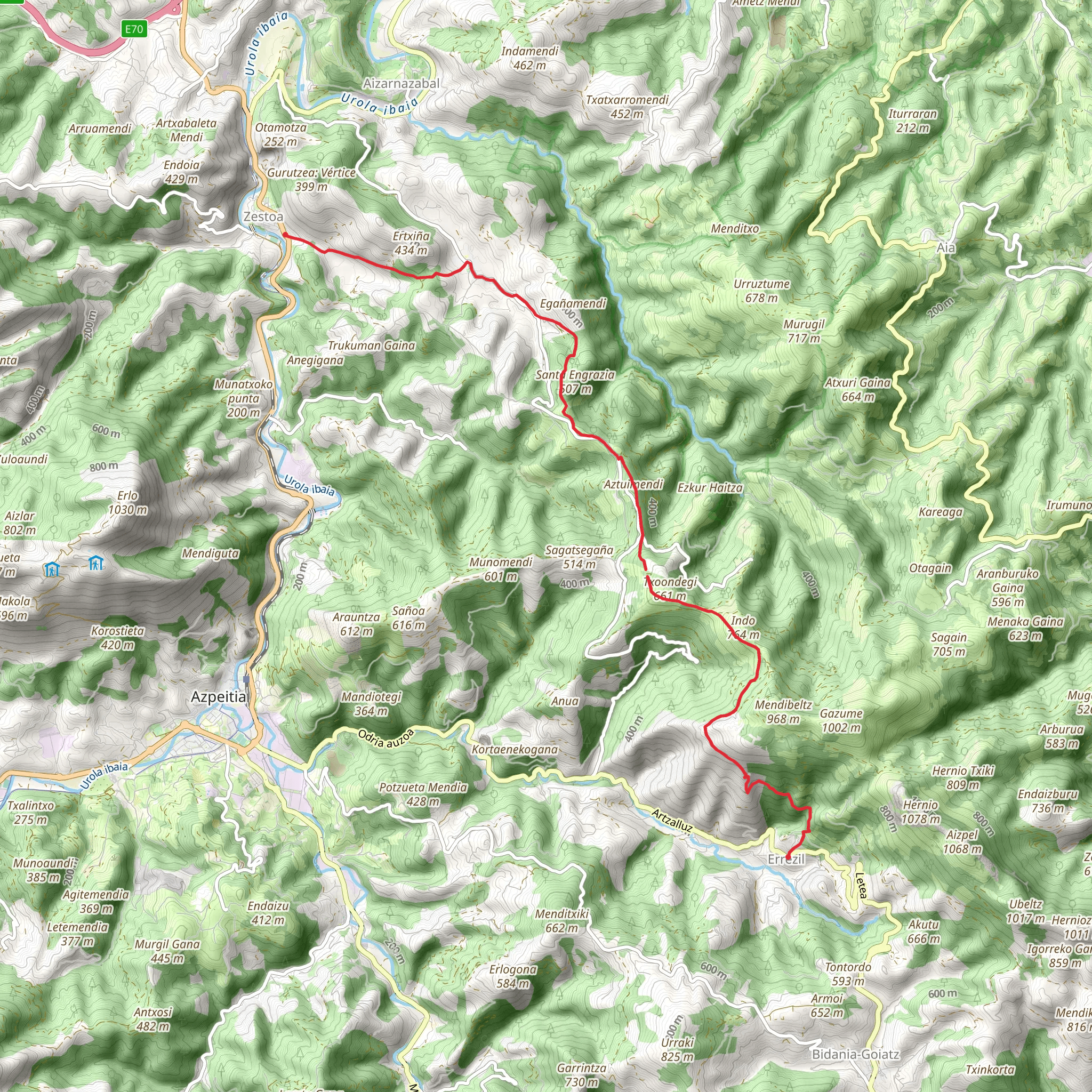 Zestoa - Errezil PR GI 143 mobile static map
