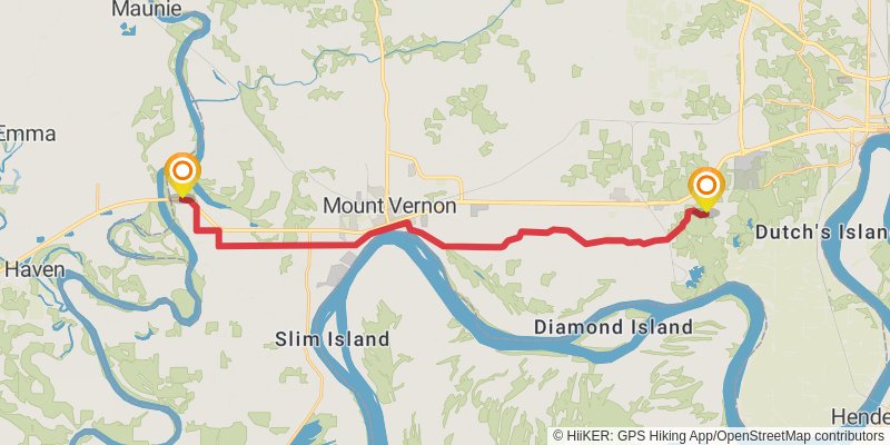 American Discovery Trail South Route - Indiana stage 29 Map