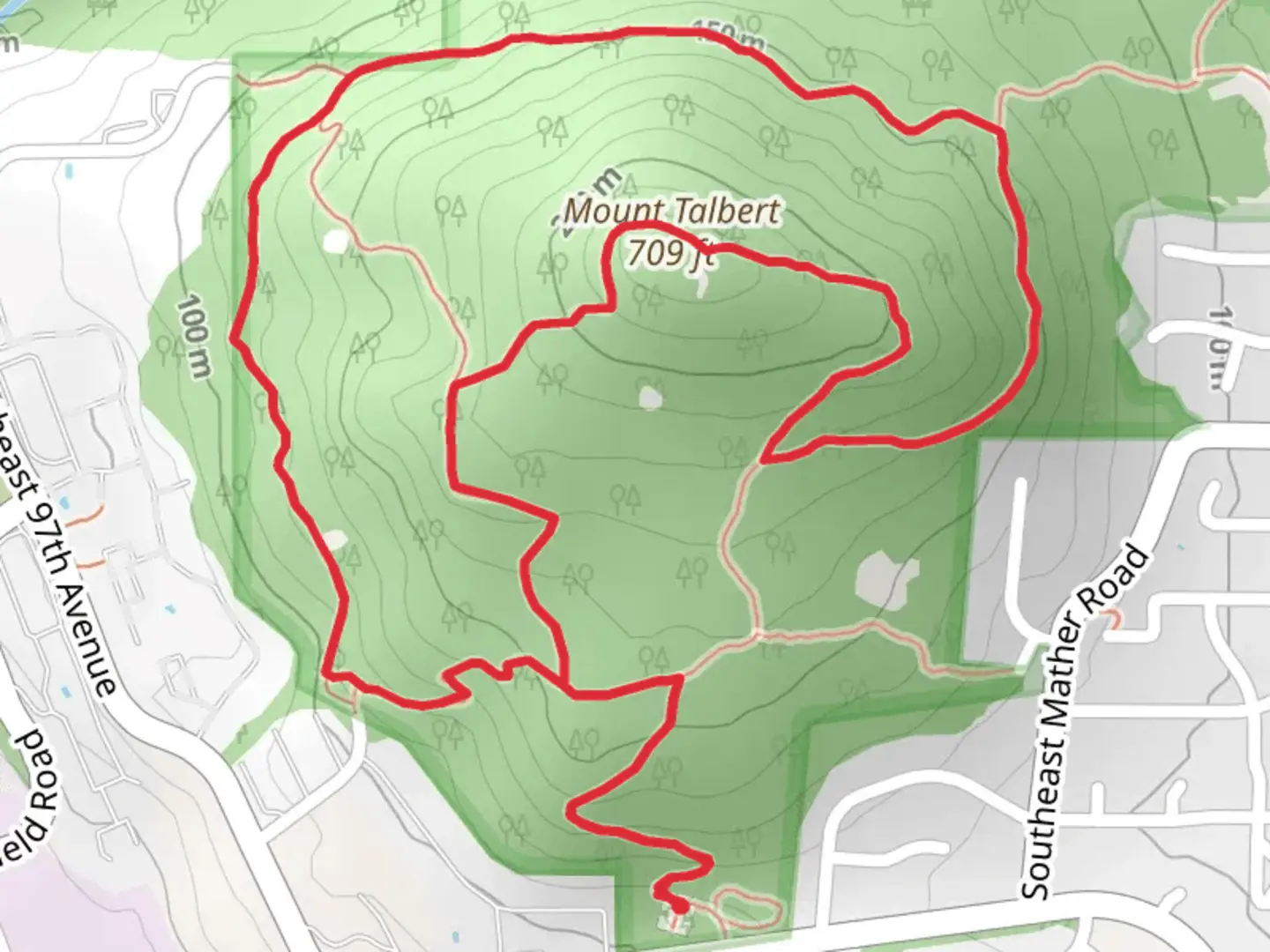 An image depicting the trail Mount Talbert - Park Loop Trail and its surrounding area.
