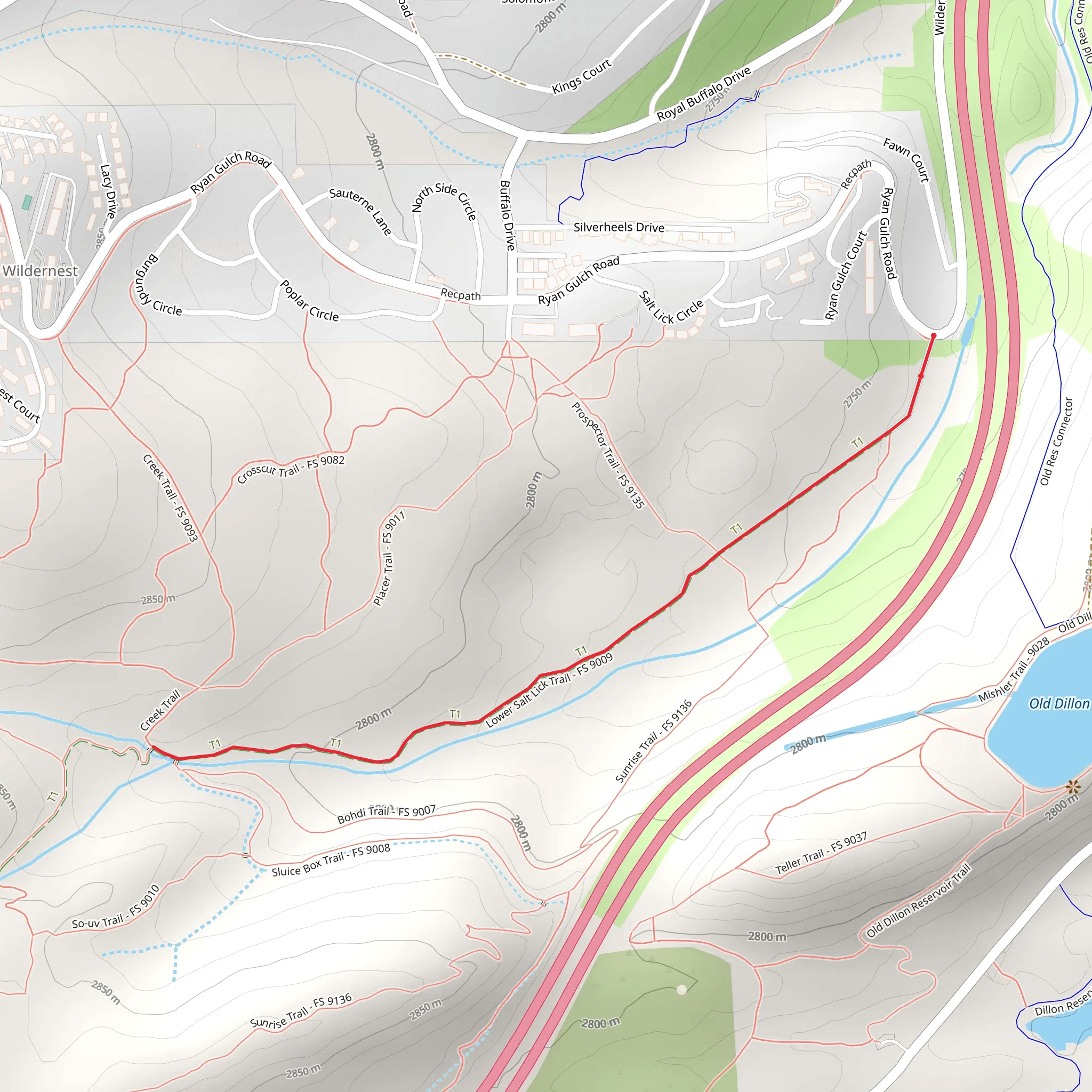 Lower Salt Lick Gulch Trail mobile static map