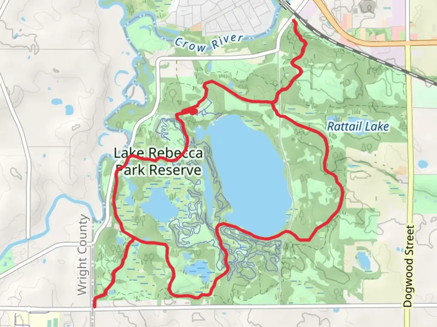 An image depicting the trail Lake Rebecca Park Reserve and Lake Rebecca Loop and its surrounding area.