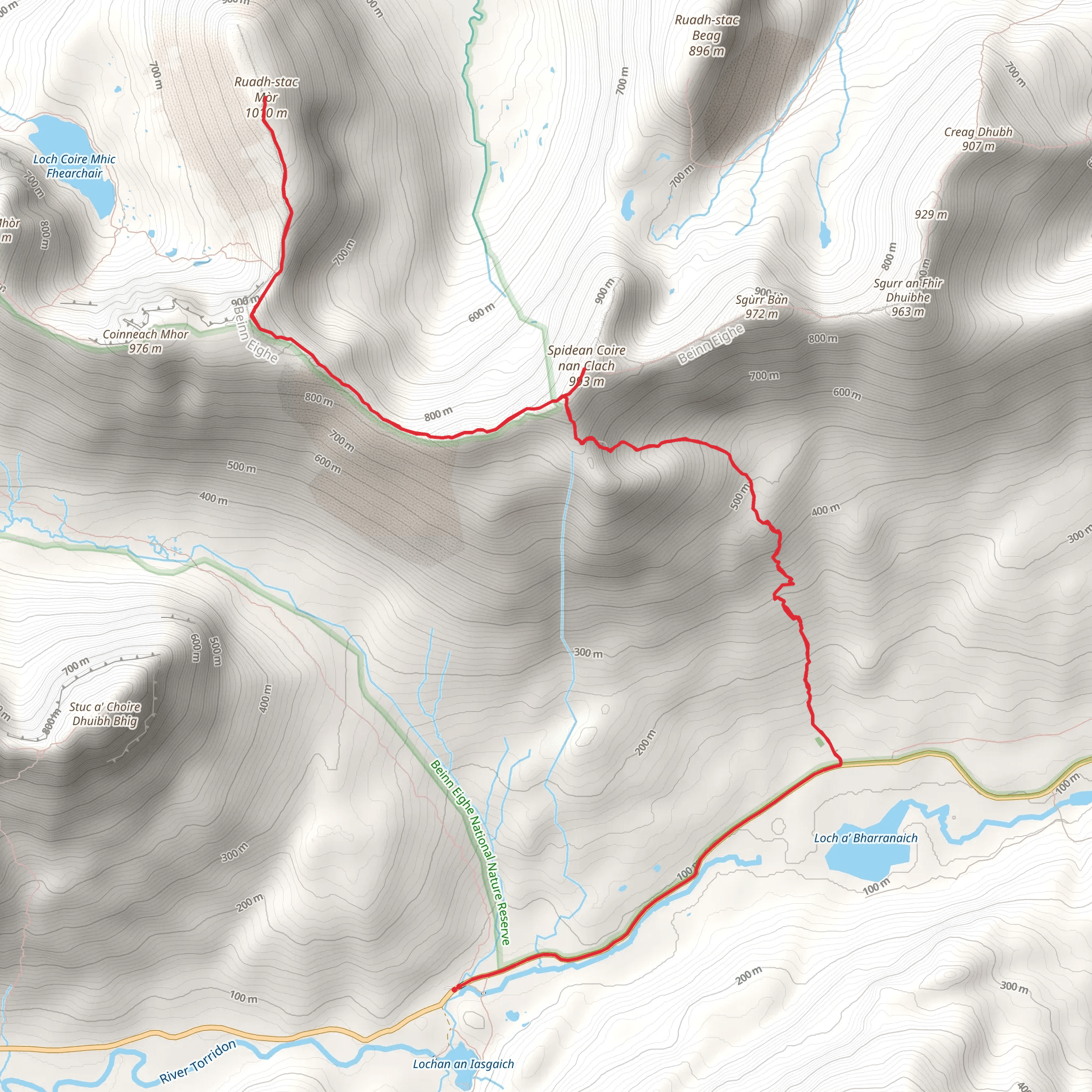 Ruadh-stac Mòr - Beinn Eighe via Spider Coire Nan Clach mobile static map