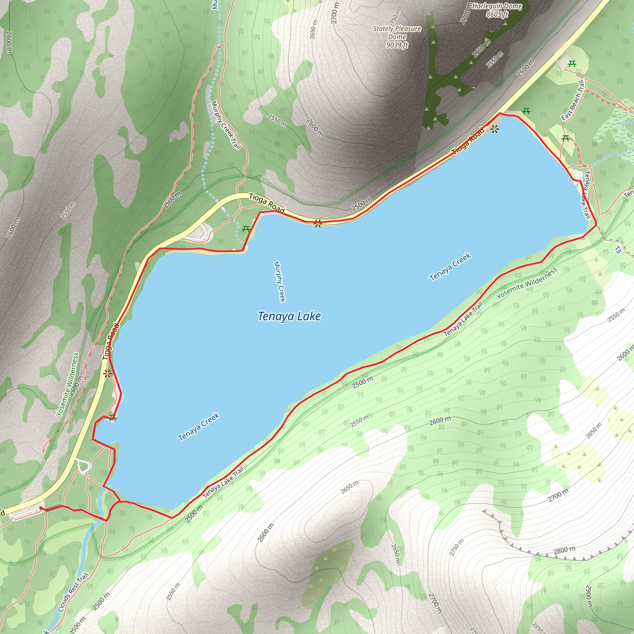 Tenaya Lake Trail mobile static map