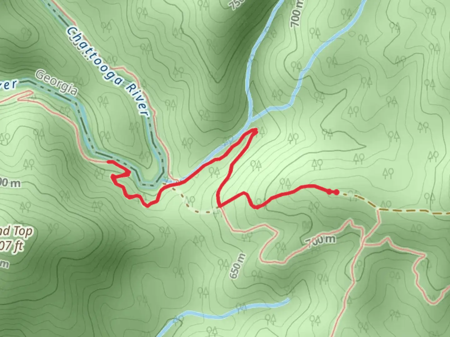 An image depicting the trail Chattooga River via Big Bend Trail and its surrounding area.