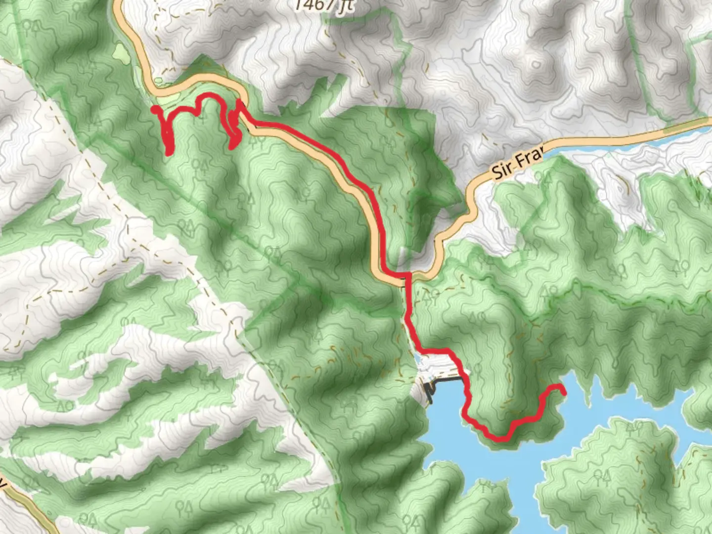An image depicting the trail Kent Lake via Pioneer Tree Trail and its surrounding area.