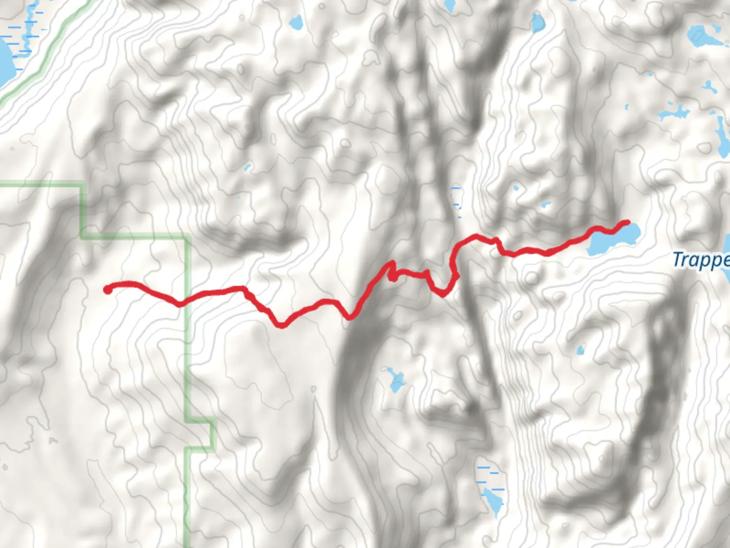 An image depicting the trail Section Corner Lake Trail and its surrounding area.