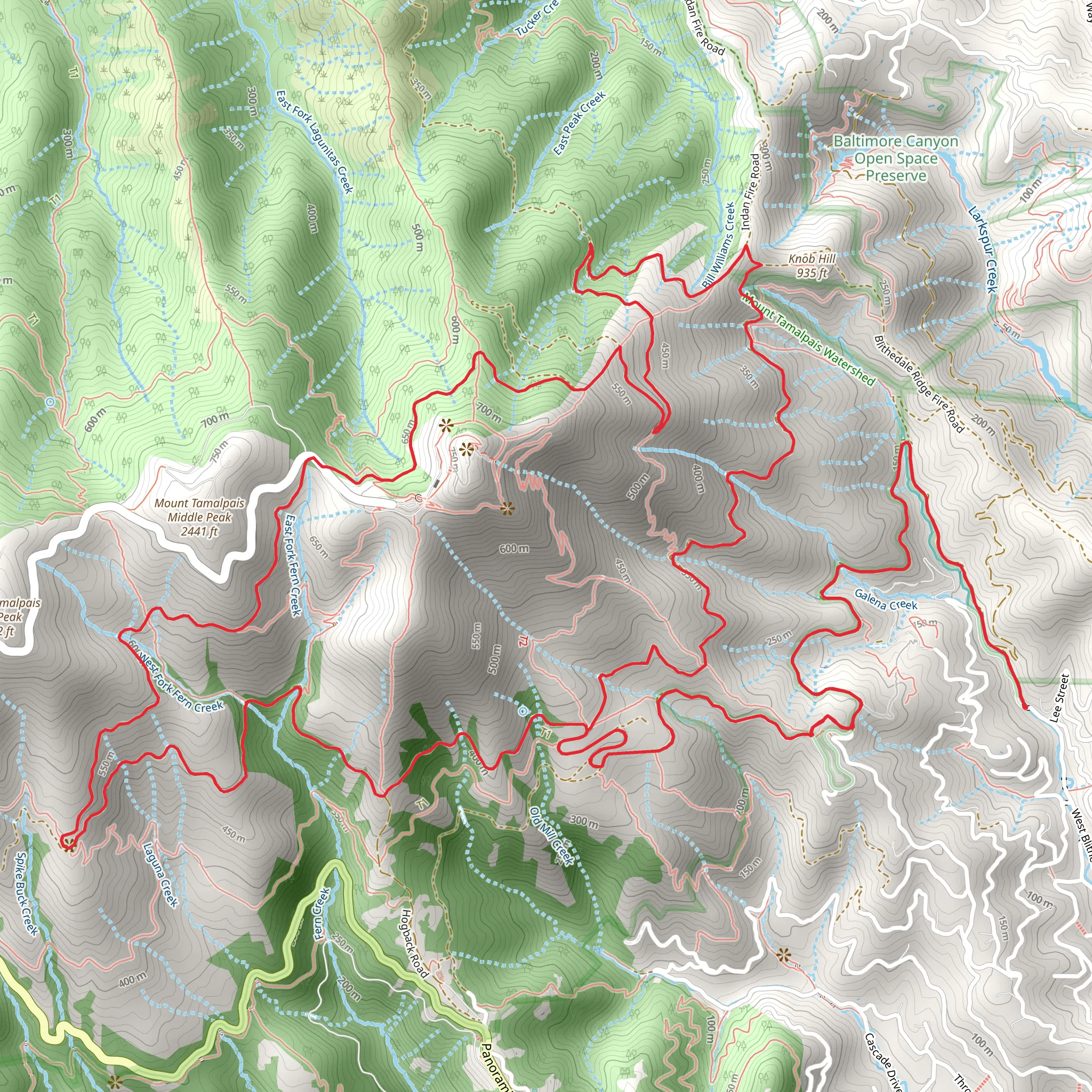 Hoo-Koo-E-Koo Trail and Railroad Grade Fire Road Loop mobile static map
