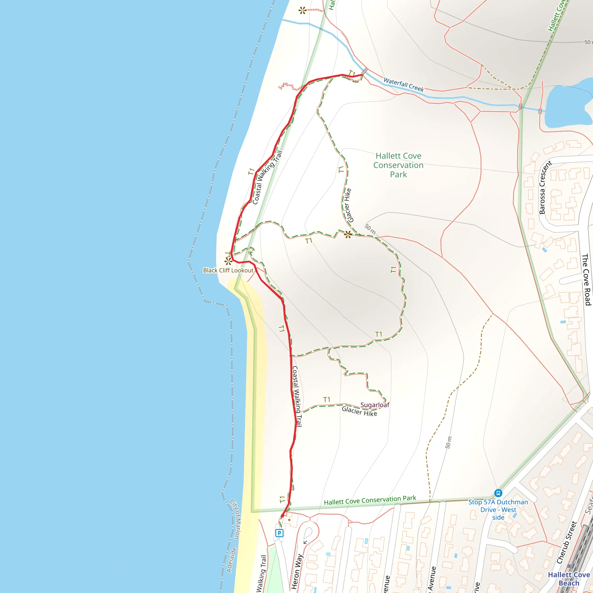 Black Cliff and Waterfall Creek Walk mobile static map