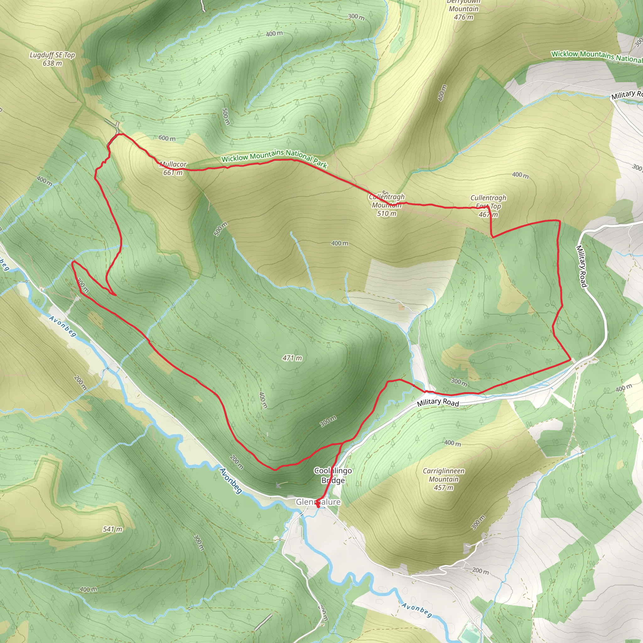 Coolalingo - Mullacor and Cullentragh Mountain Loop mobile static map