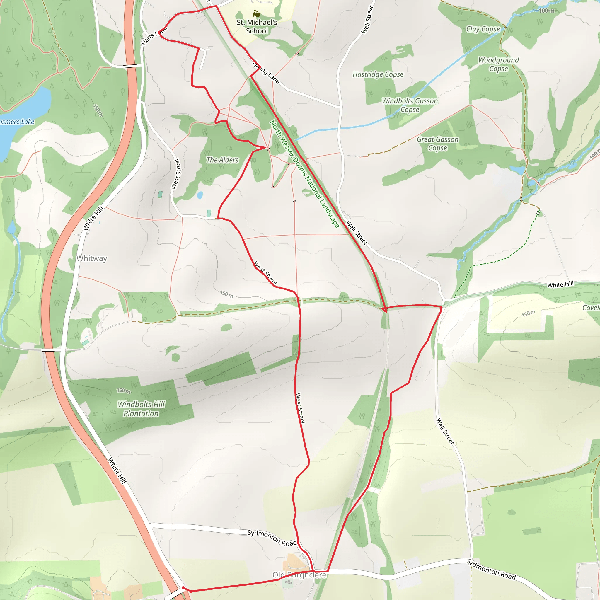Old Burghclere and Burghclere from Beacon Hill mobile static map