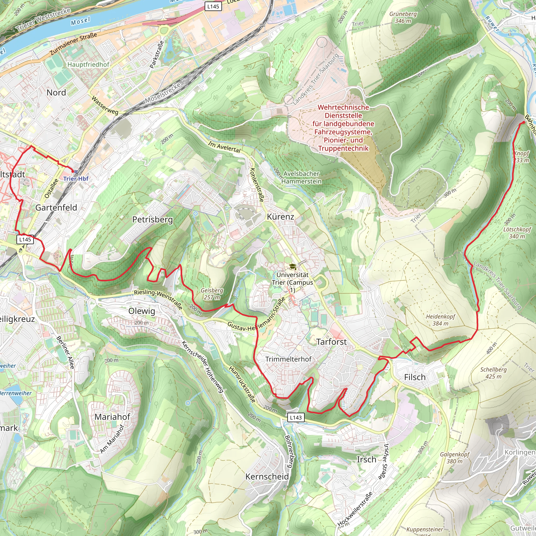 Kasel to Trier Walk mobile static map