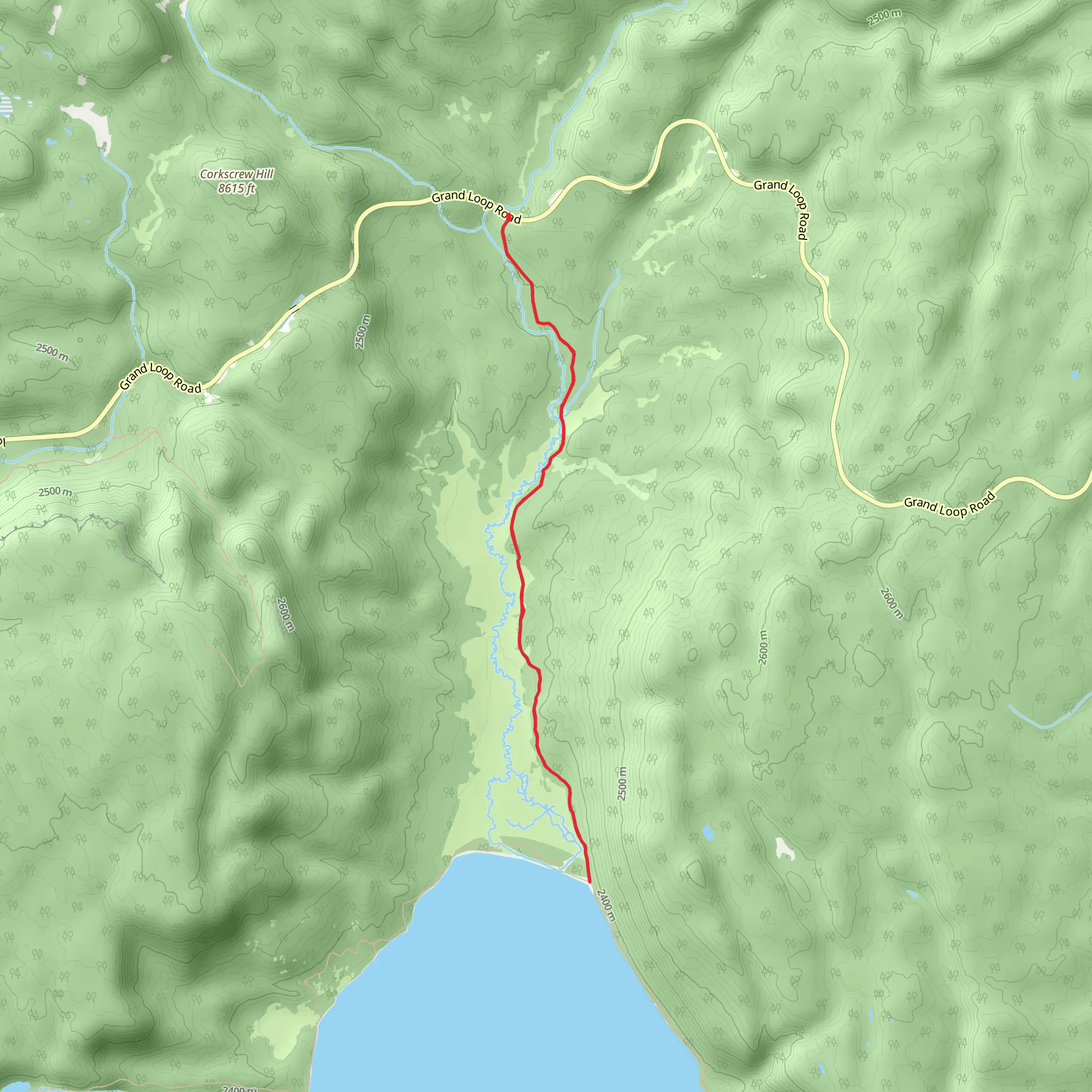 Shoshone Lake via Delacy Creek Trail mobile static map