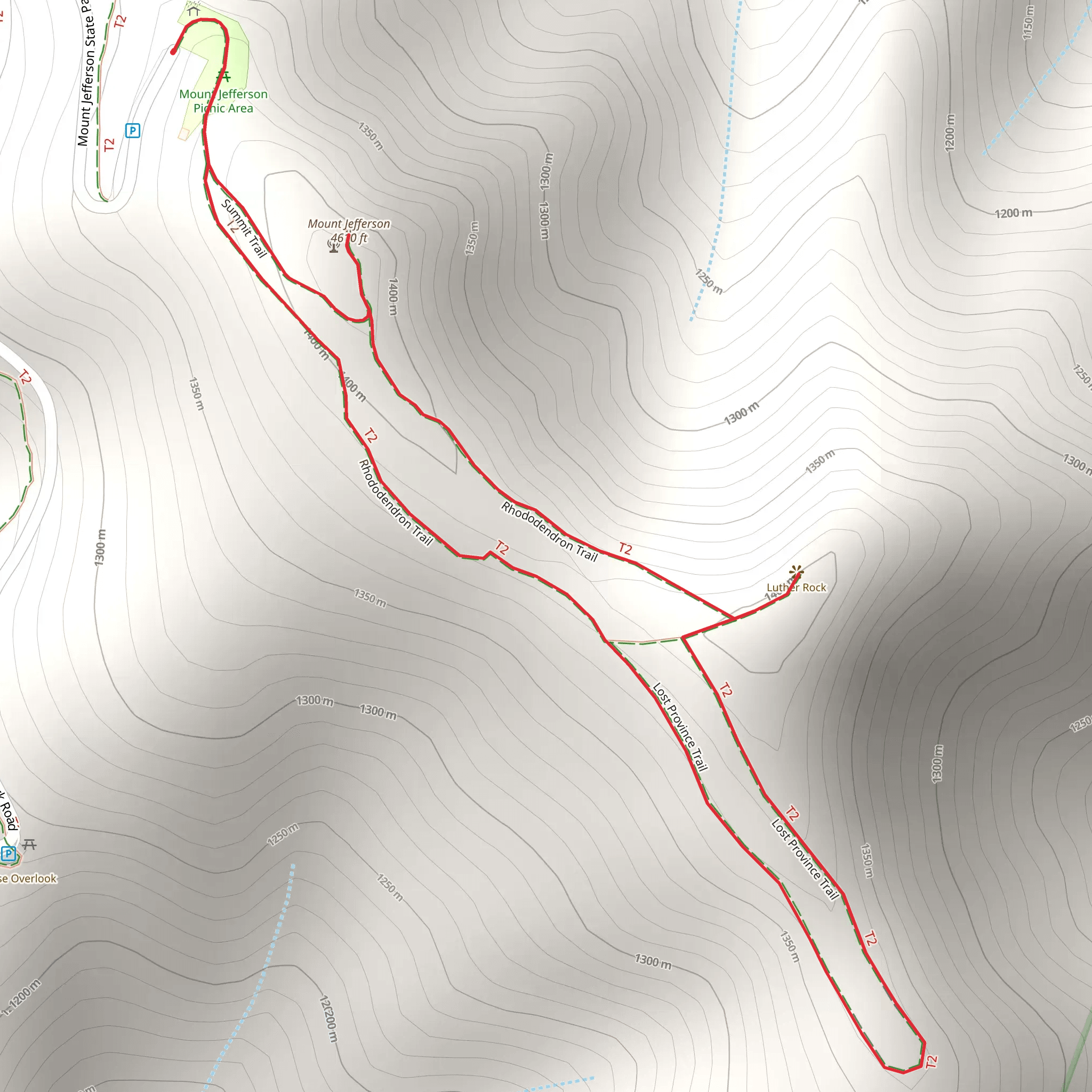 Mount Jefferson and Lost Province Loop Trail mobile static map