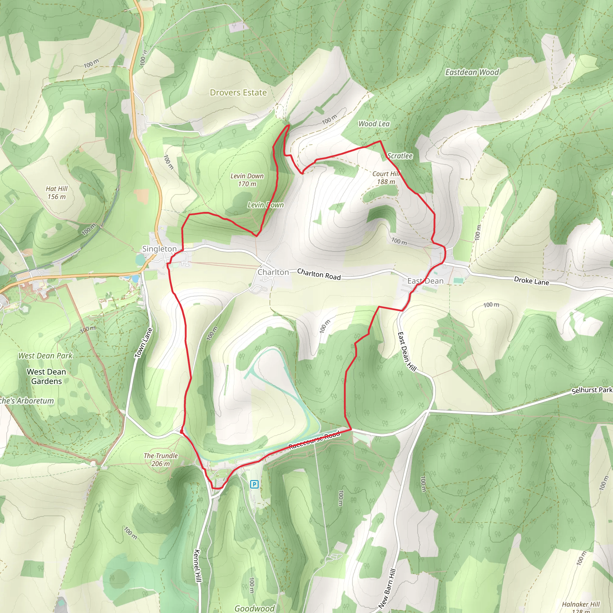 Park Hill, Wood Lea and Singleton Country Park Loop mobile static map