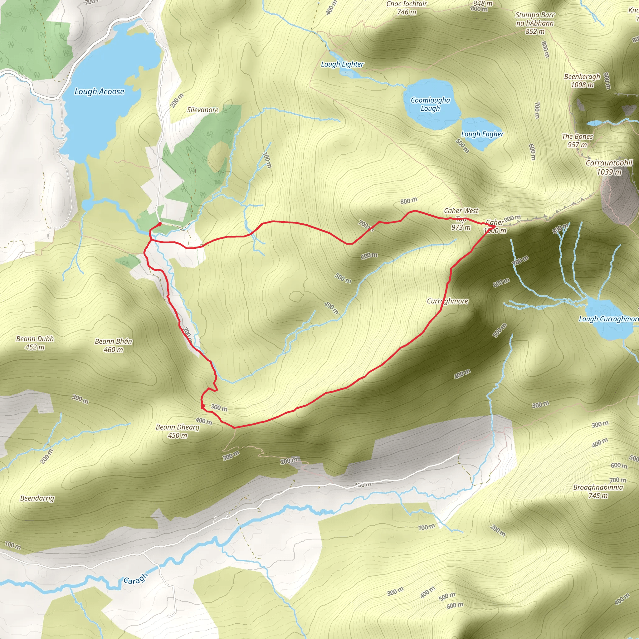 Caher and Caher West Top Loop via The Kerry Way mobile static map
