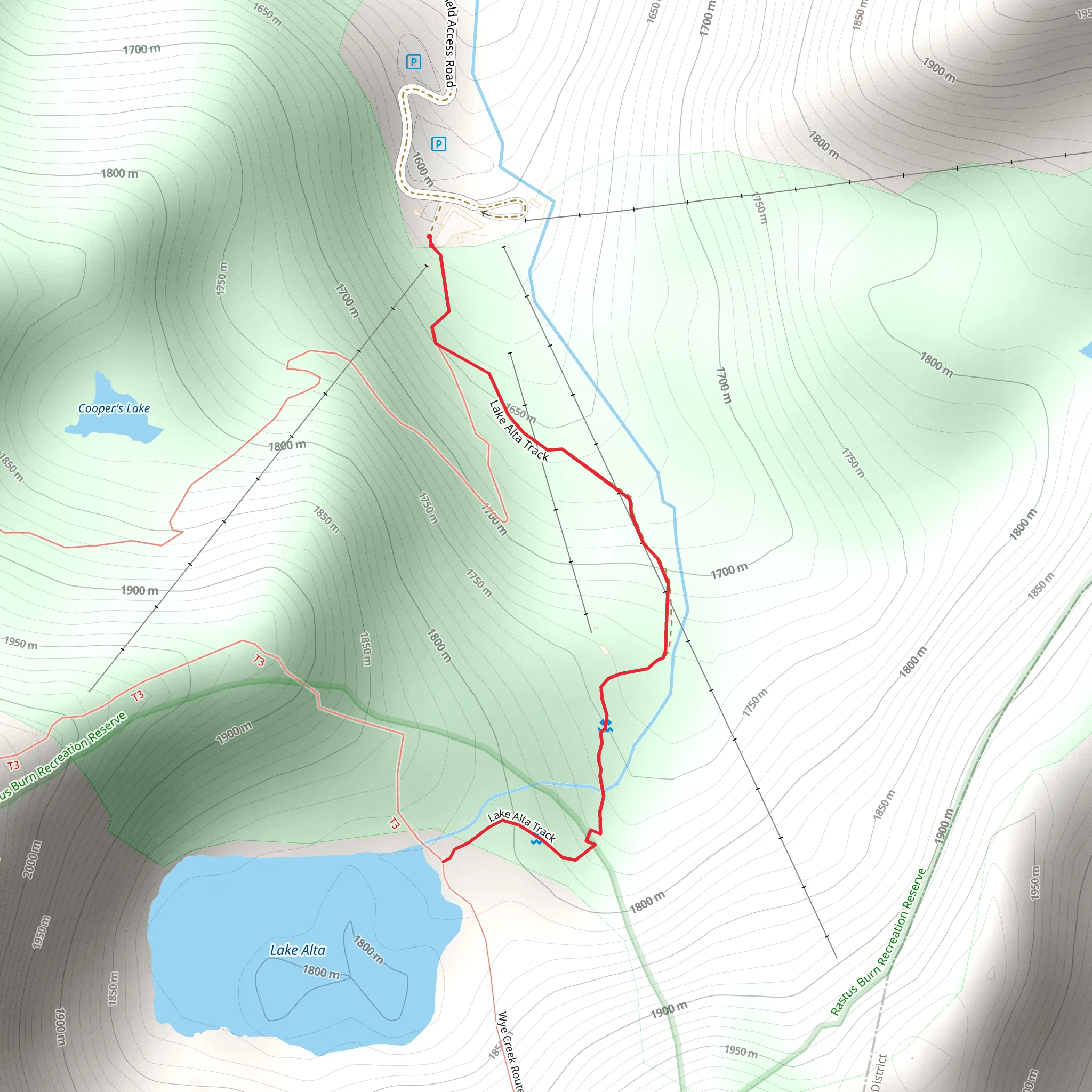 Lake Alta Track mobile static map