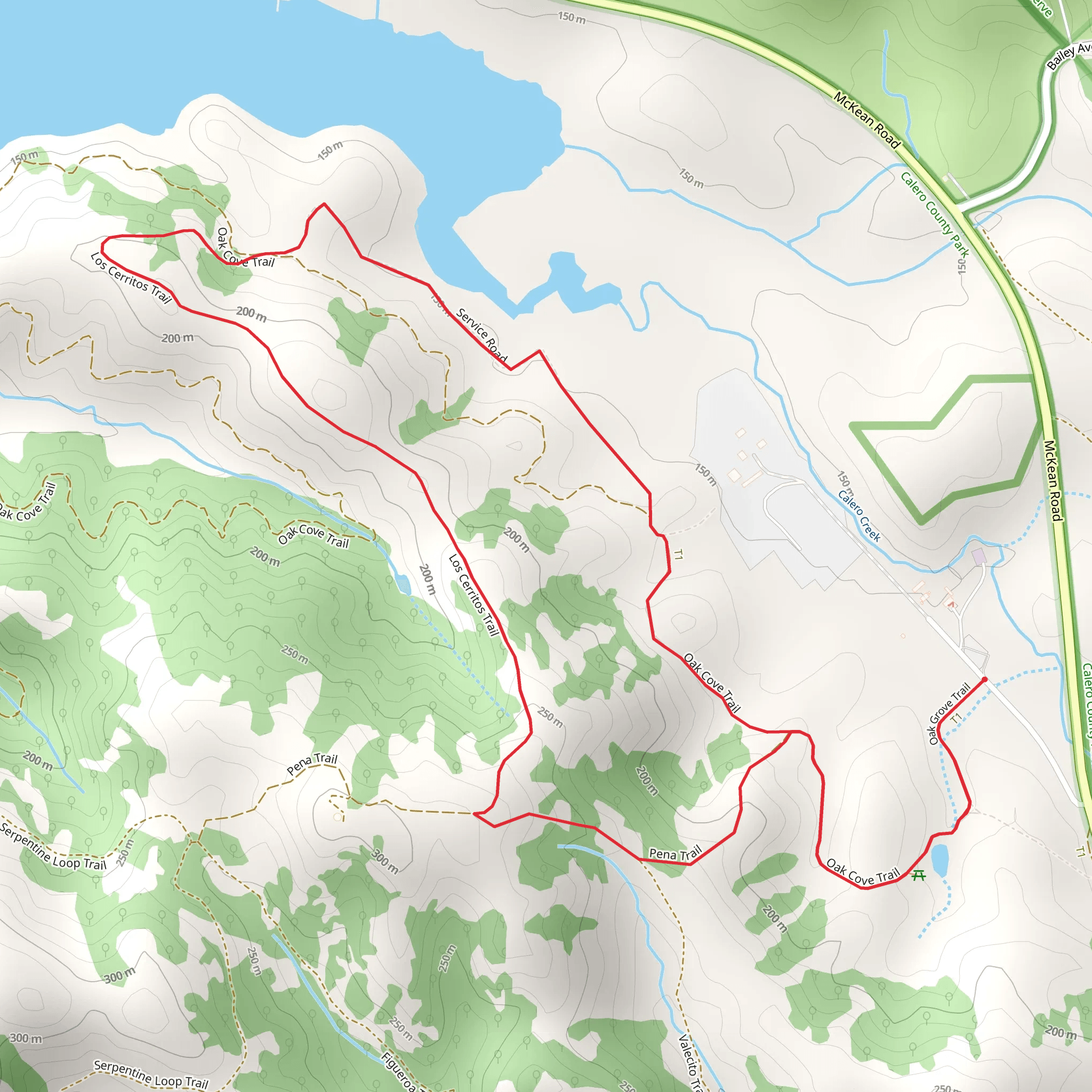 Oak Cove and Los Cerritos Loop Trail mobile static map