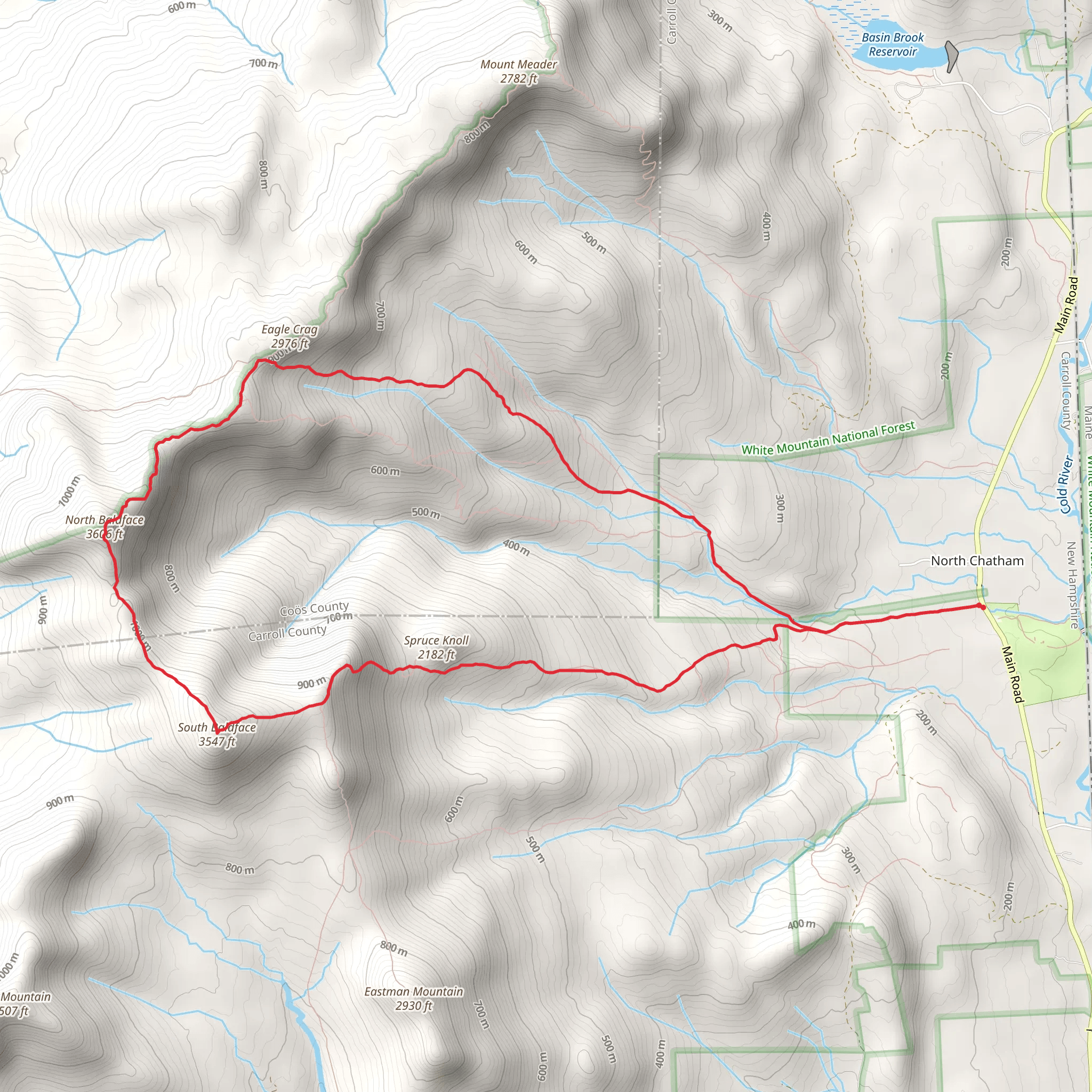 Baldface Circle Trail mobile static map