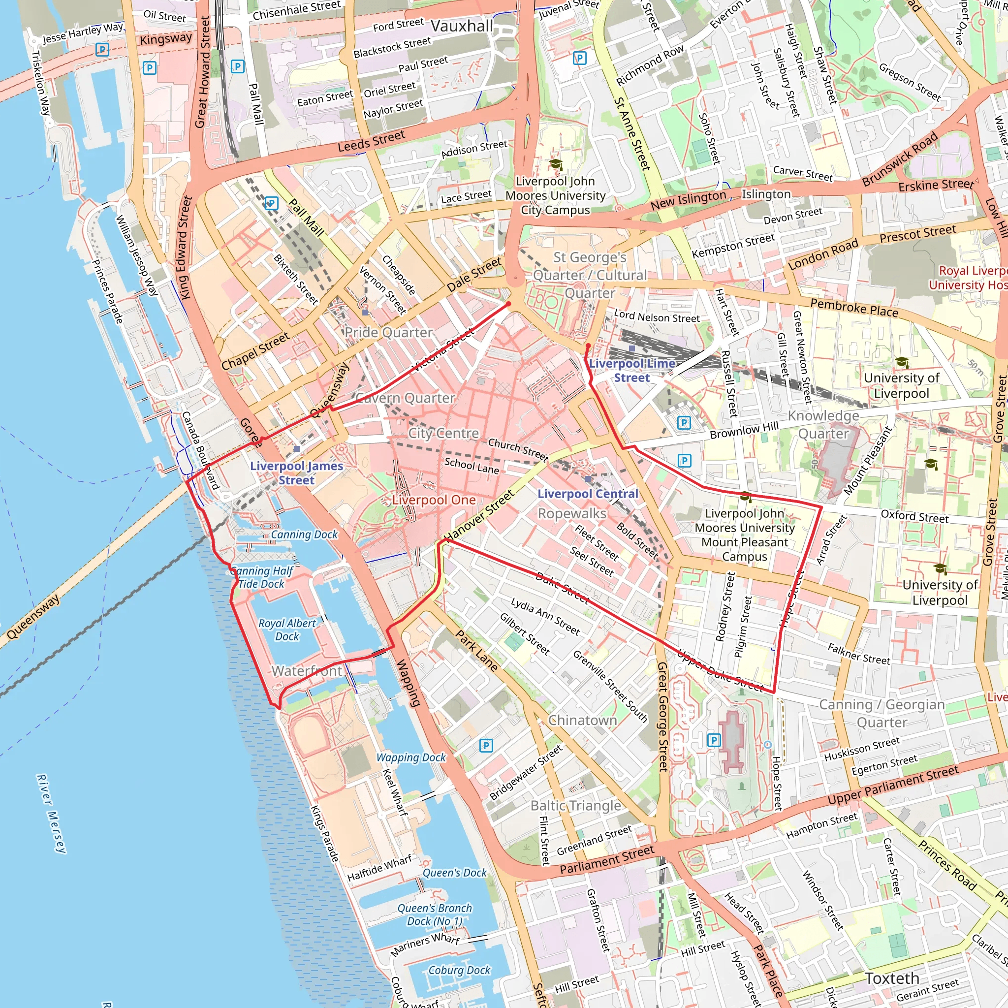 Exploring Liverpool City Centre mobile static map