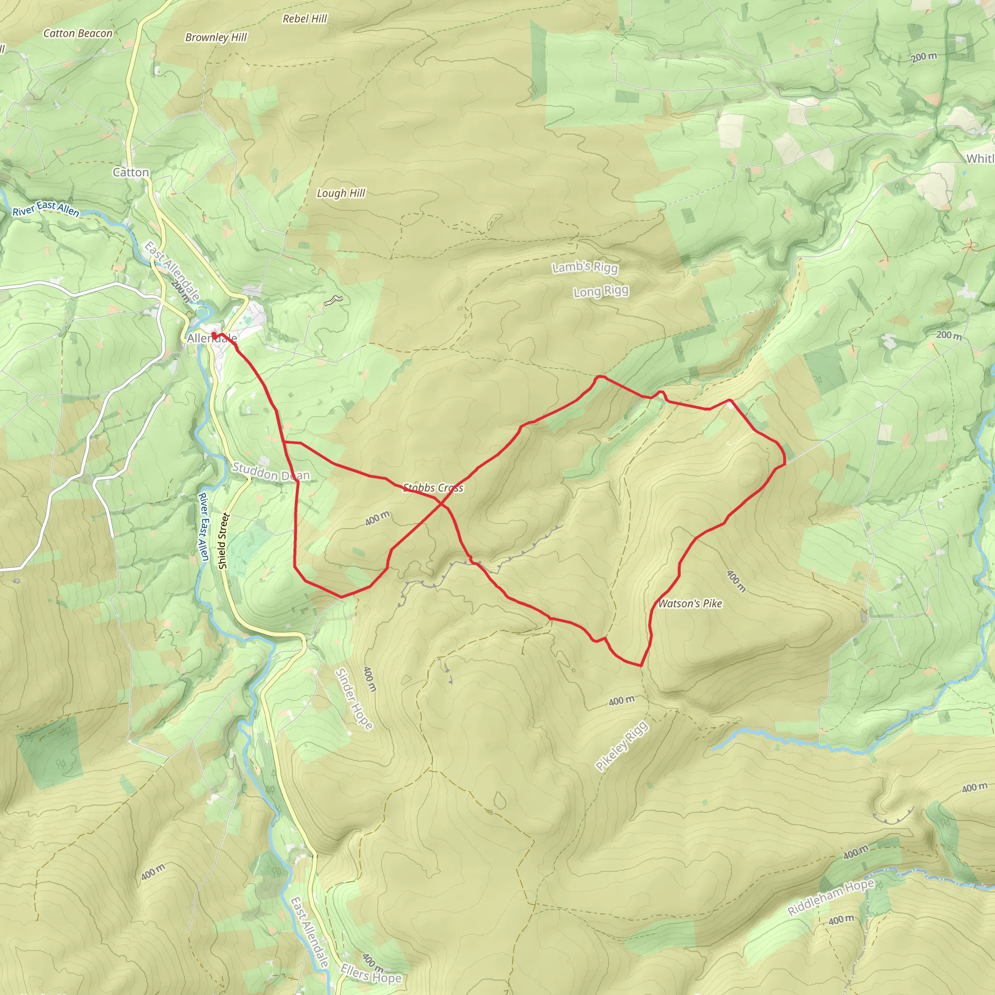 Watson's Pike Loop from Allendale mobile static map