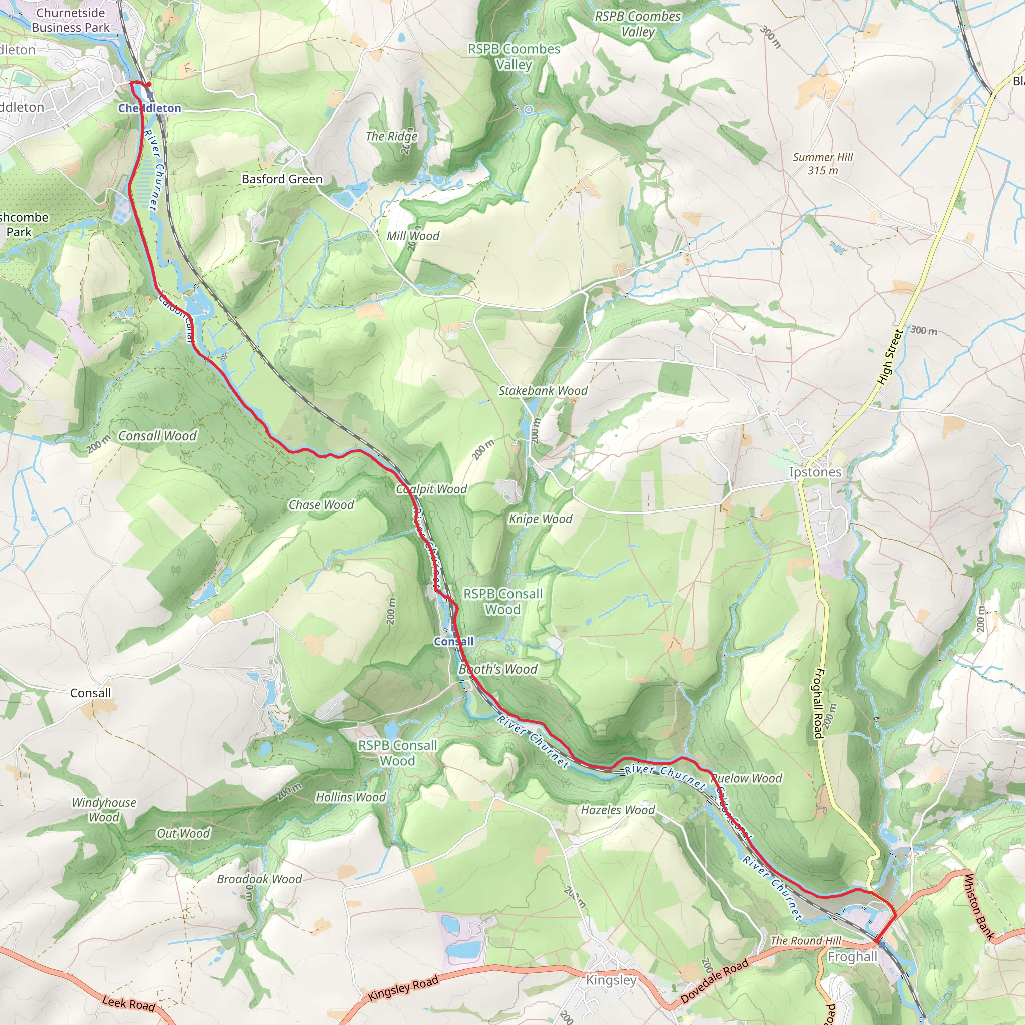The Churnet Valley - Kingsley to Cheddleton mobile static map