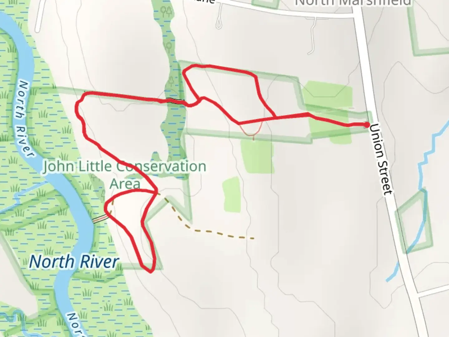 An image depicting the trail Union Street West Loop and its surrounding area.