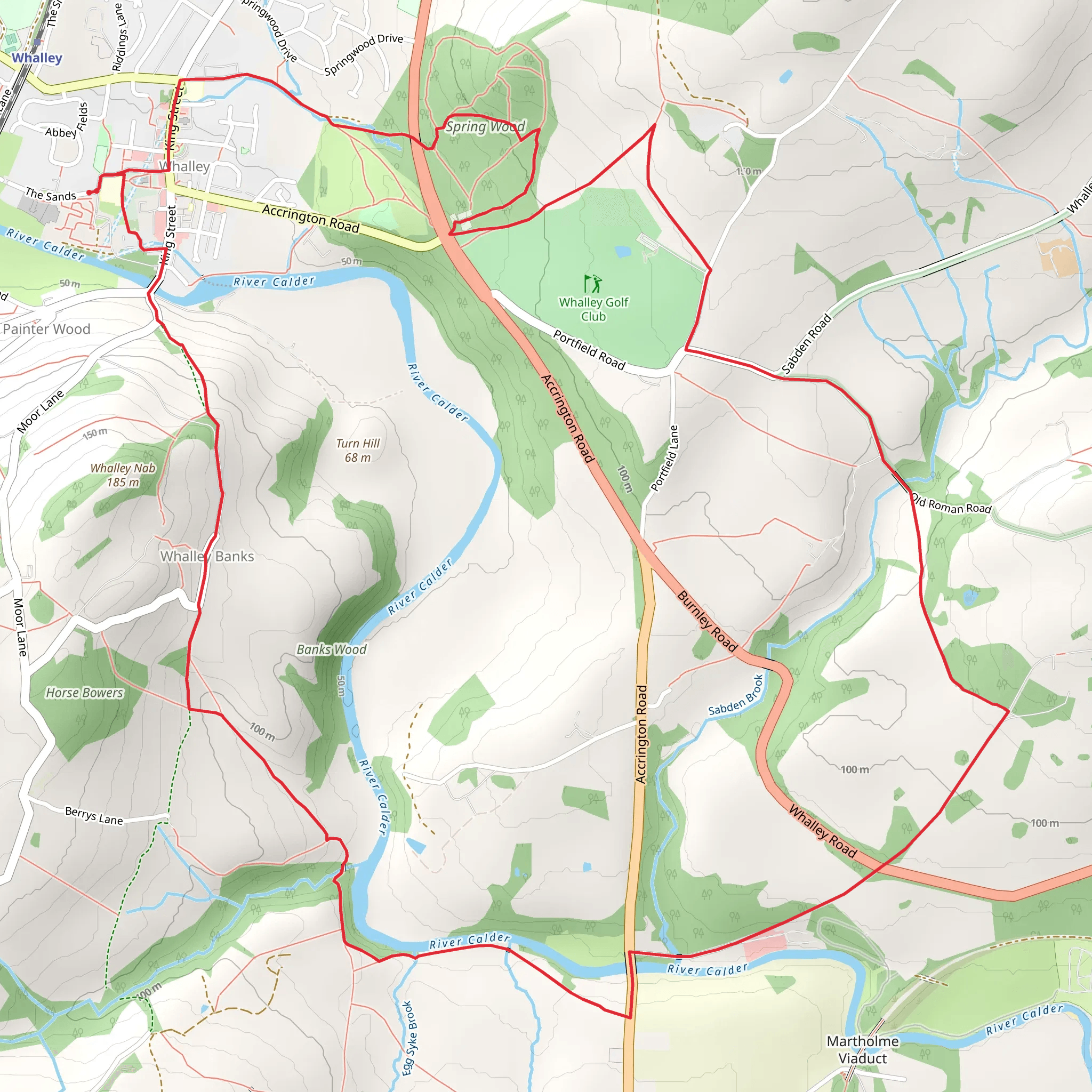 Whalley to Whalley Banks Loop mobile static map
