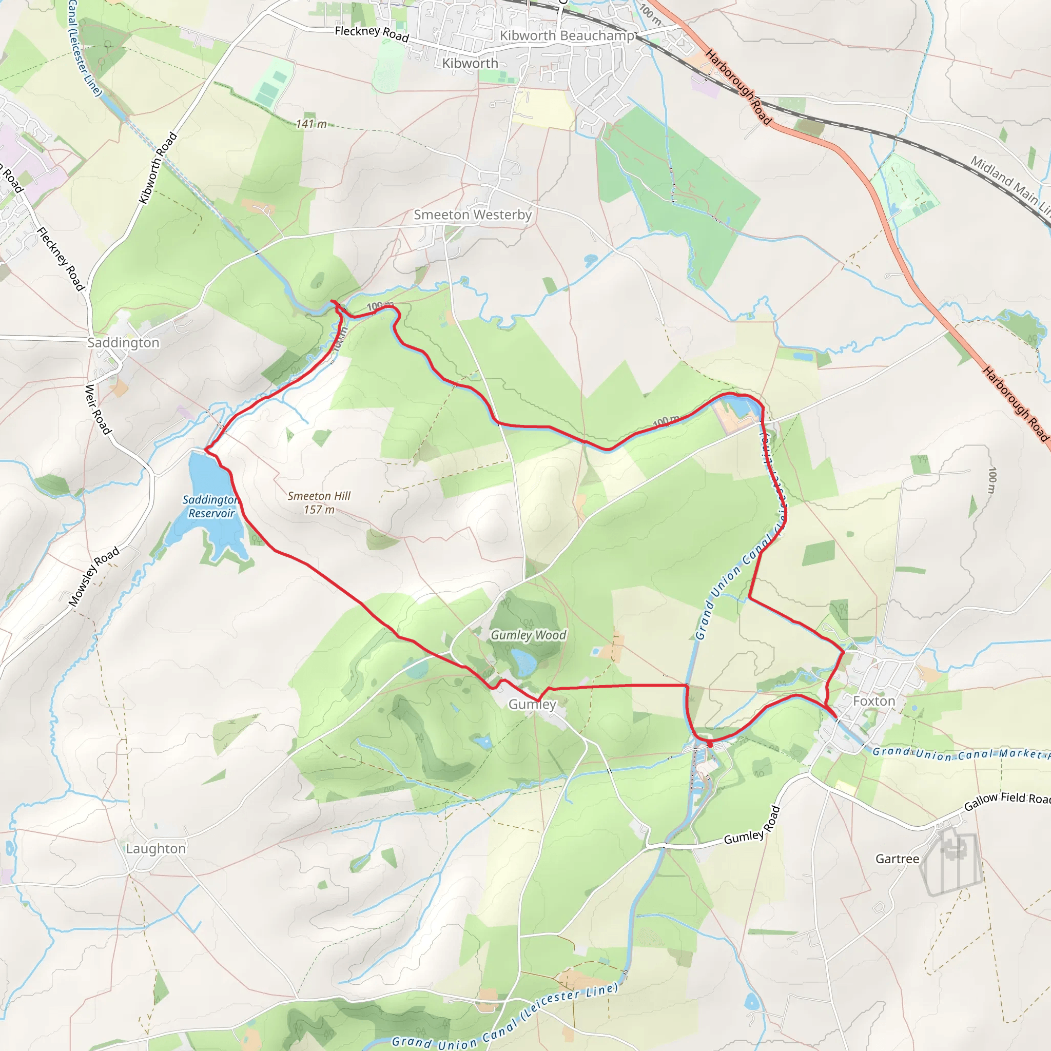 Saddington Reservoir and Gumley Wood Loop mobile static map