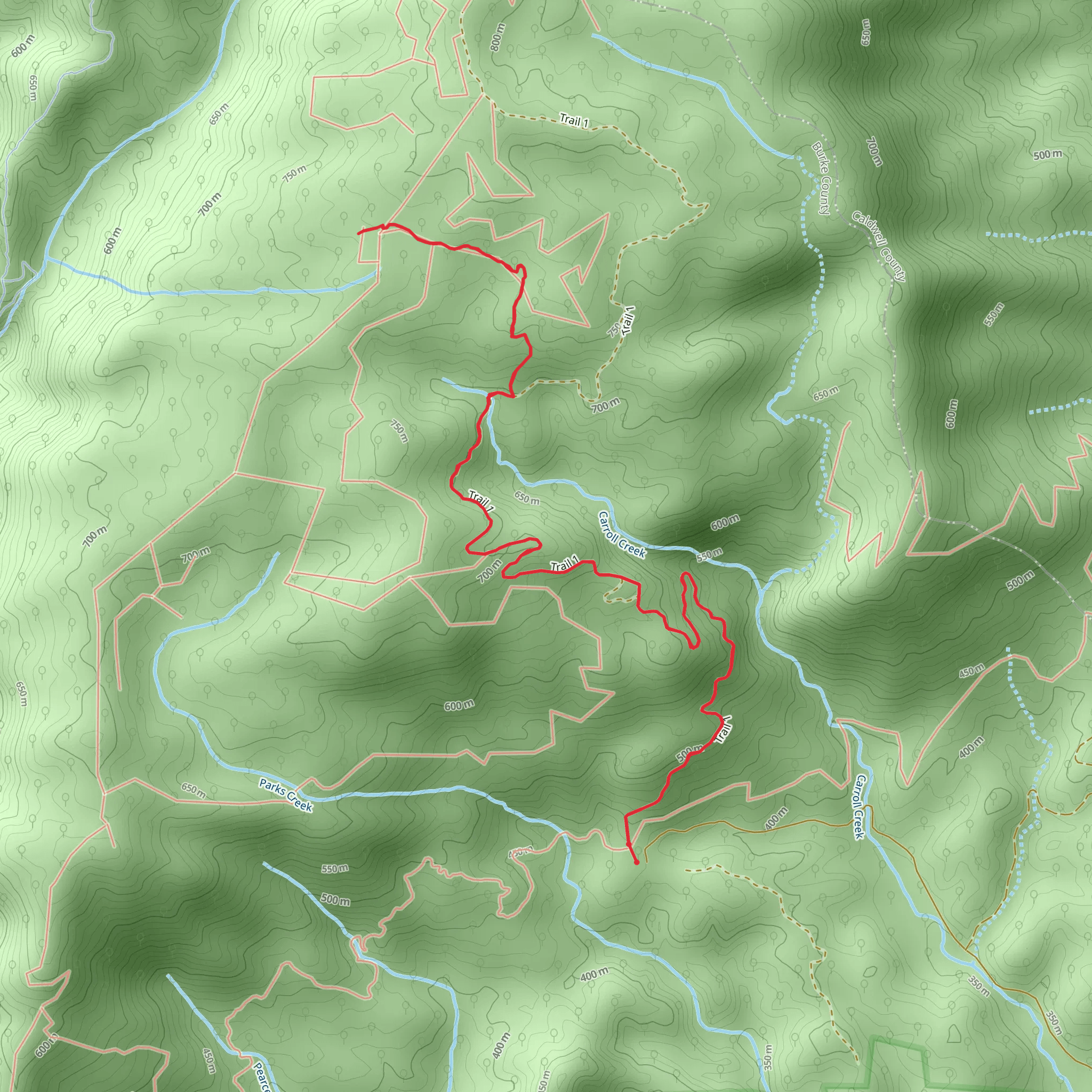 Miller Circle Trail via Brown Mountail 1 Trail mobile static map