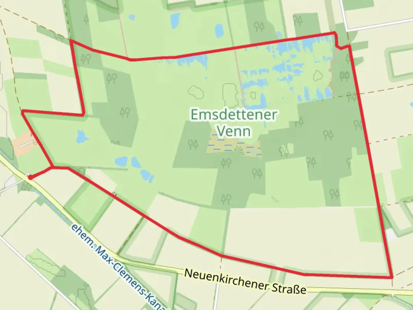 An image depicting the trail Emsdettener Venn Loop and its surrounding area.