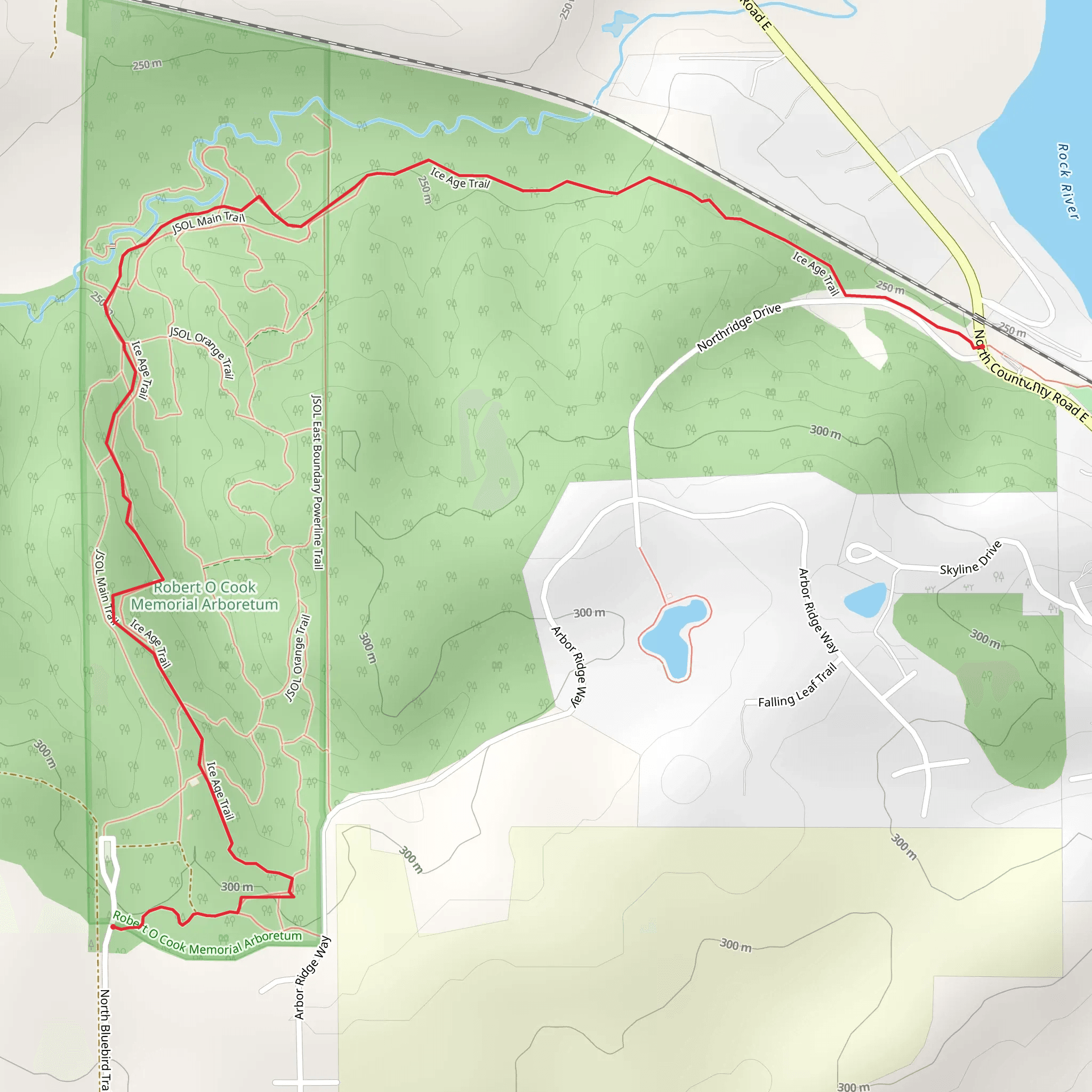 Ica Age Trail from North County Road E mobile static map