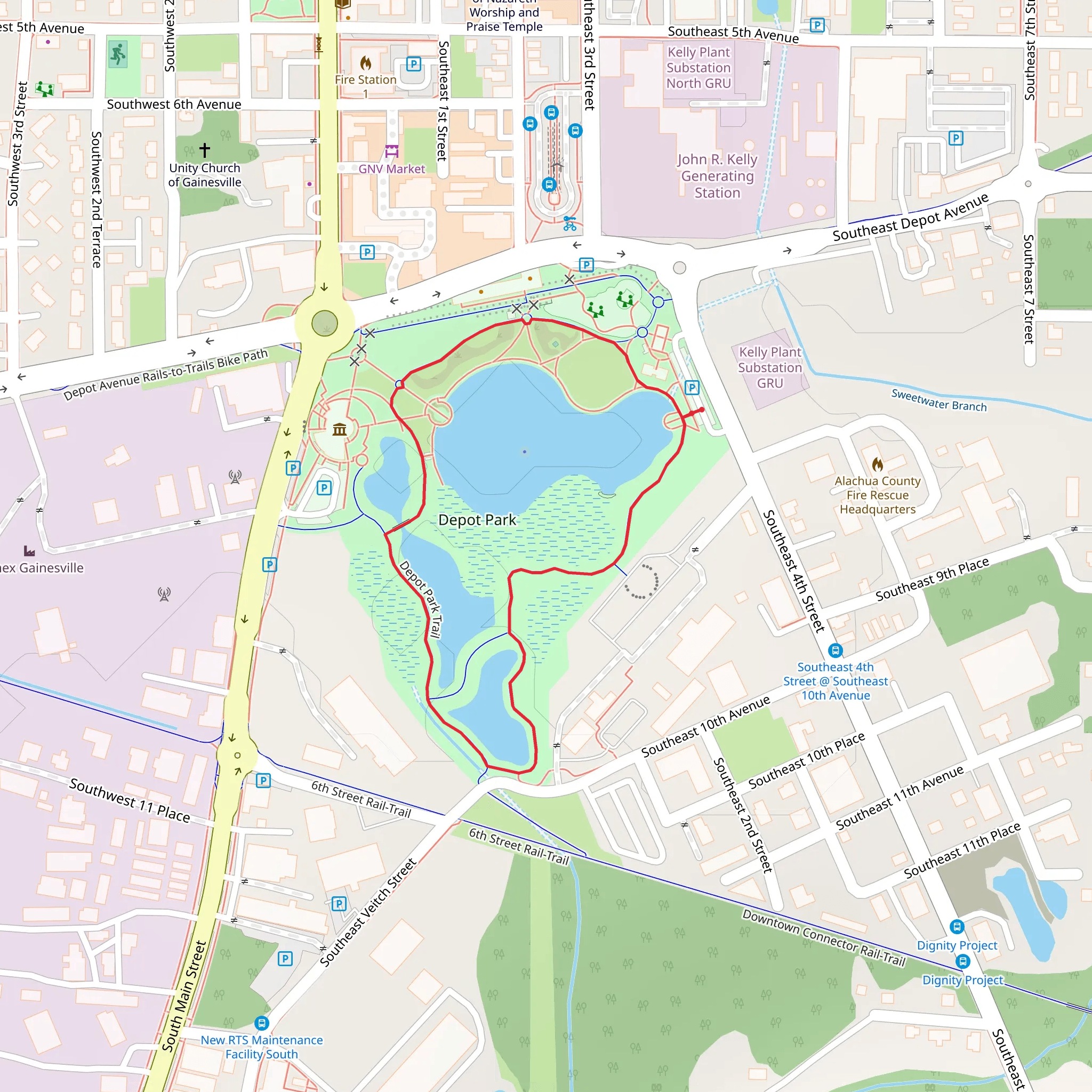Depot Park Lake Loop mobile static map