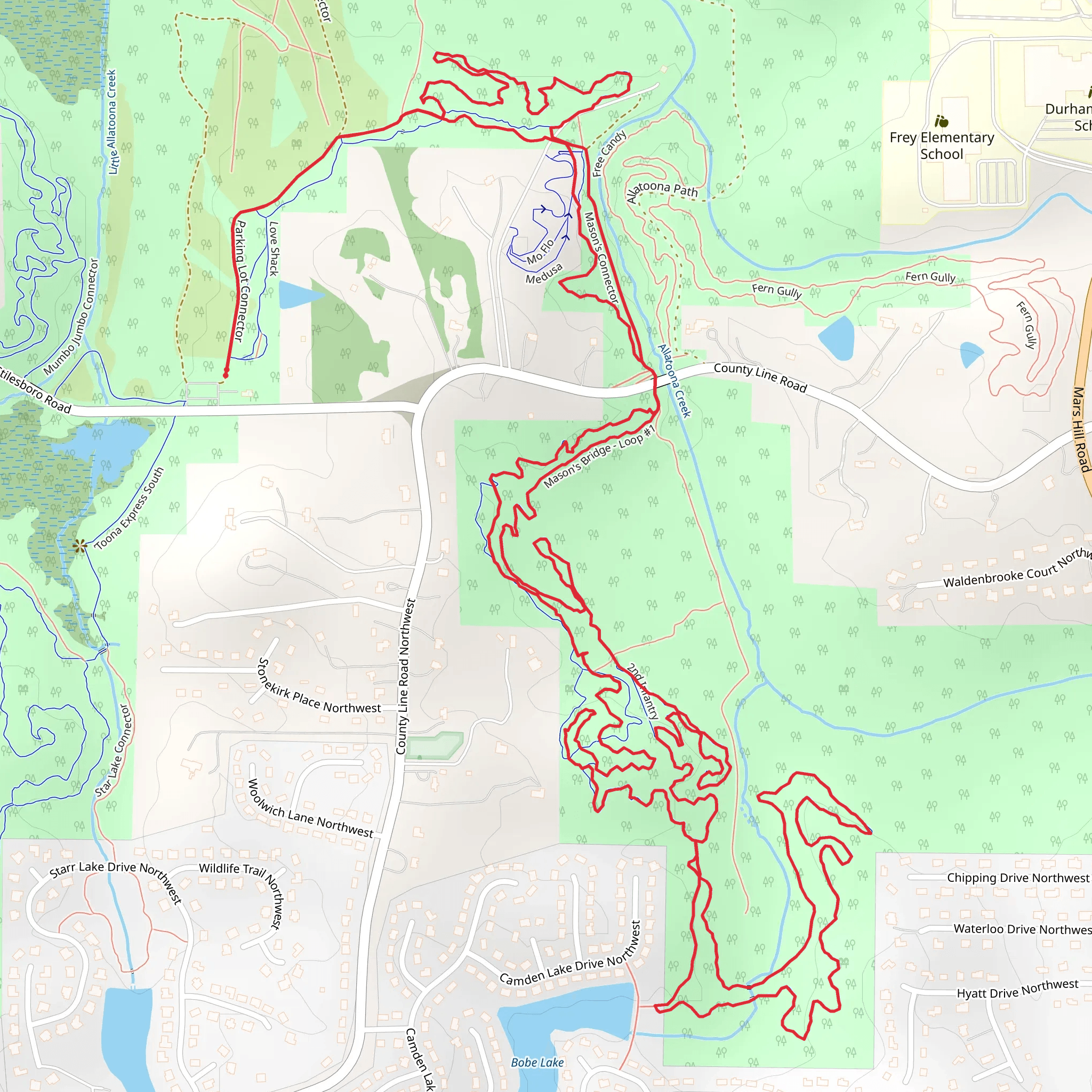 Mason's Bridge and Mason's Bluff Loop mobile static map
